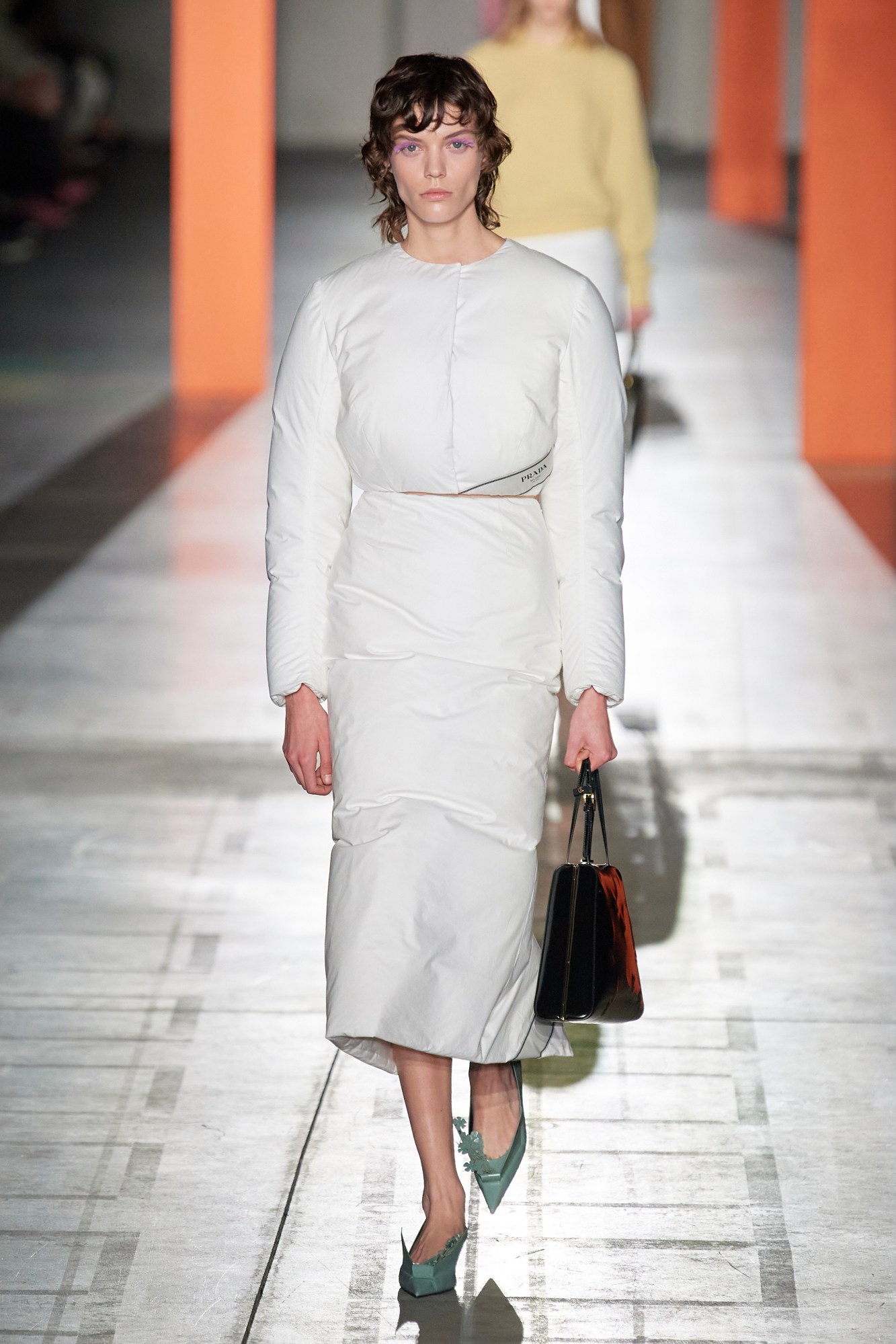 Model walking for the Prada show during Milan Fashion Week AW23