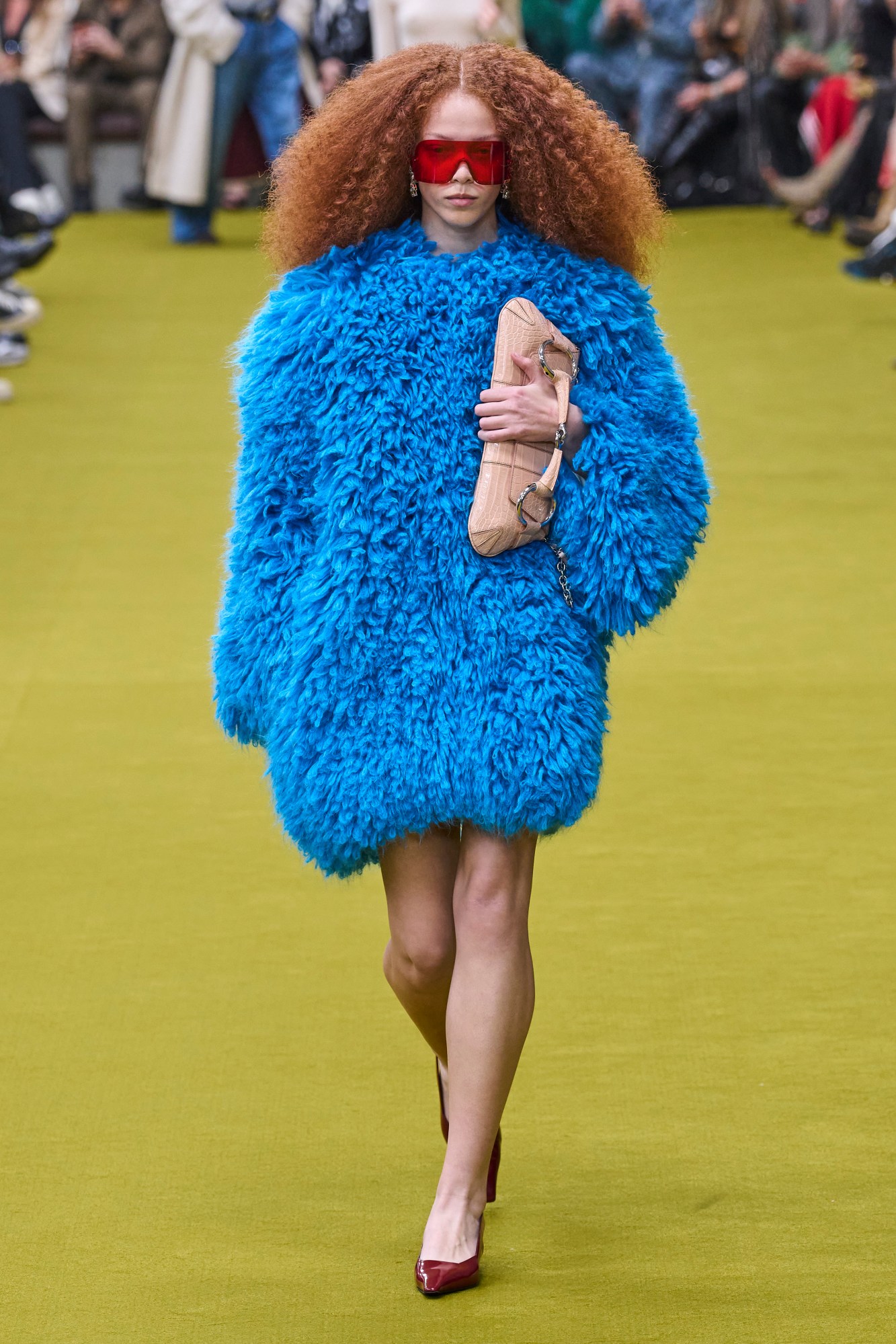 Model walking for the Gucci show at Milan Fashion Week AW23