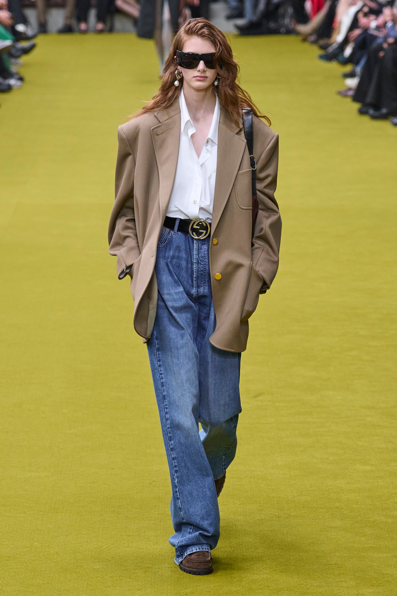 Model walking for the Gucci show at Milan Fashion Week AW23