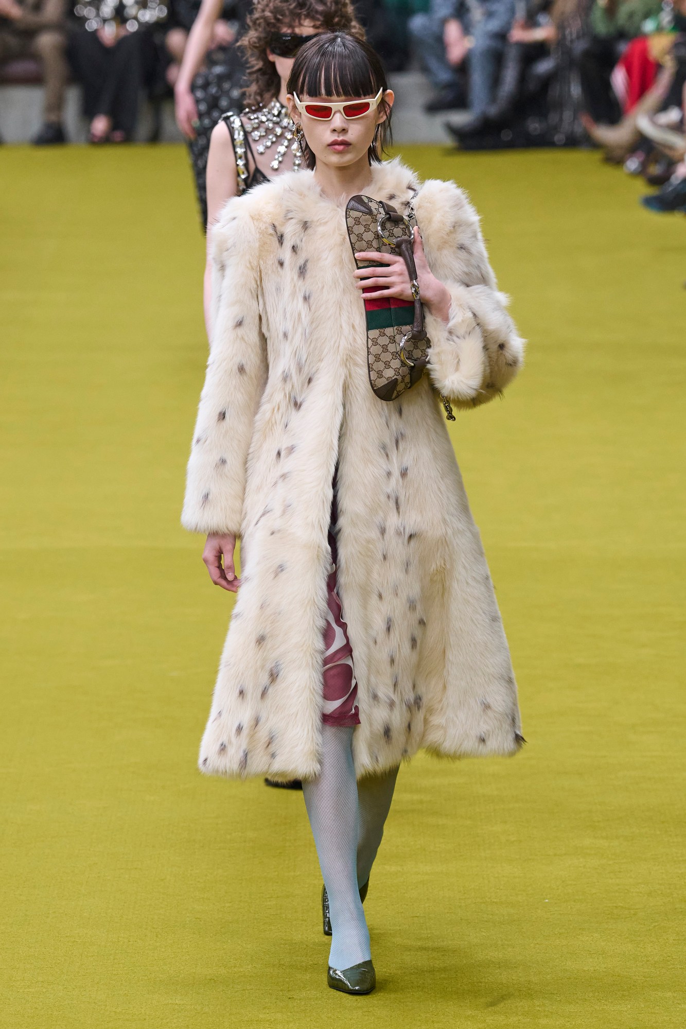 Model walking for the Gucci show at Milan Fashion Week AW23