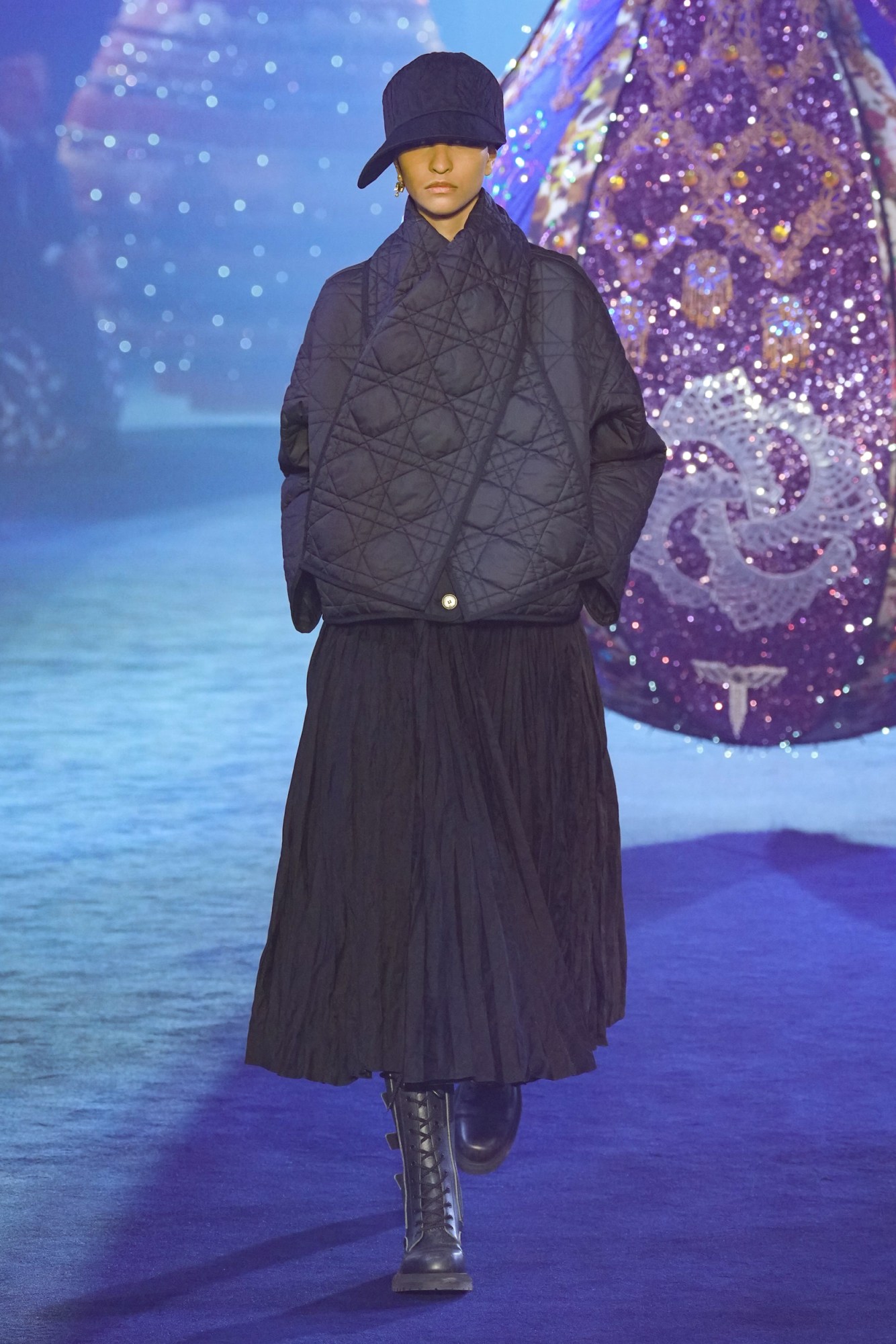 Model walking for Dior at Paris Fashion Week AW23