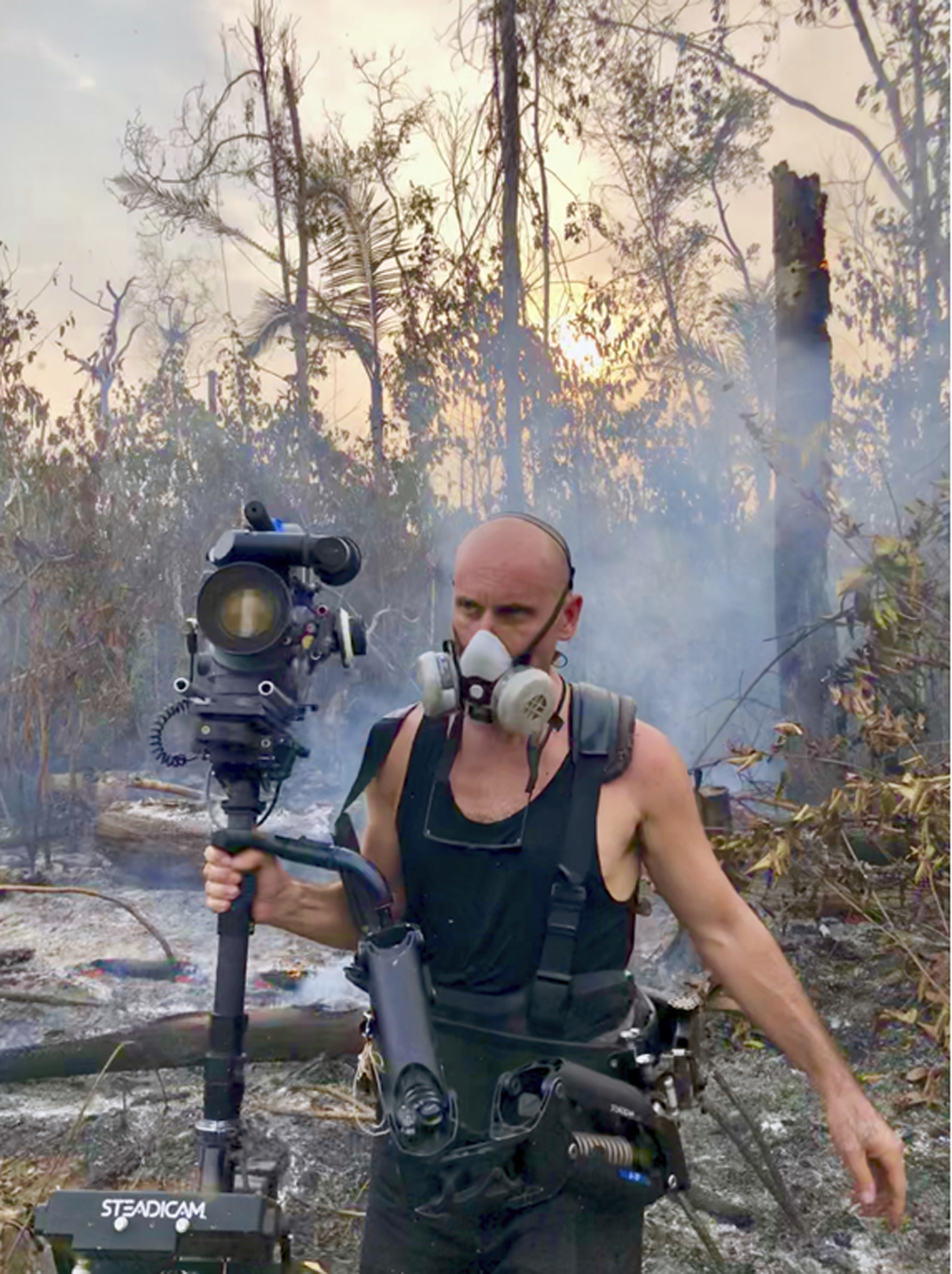 Photograph of behind-the-scenes production from Richard Mosse's immersive video artwork Broken spectre