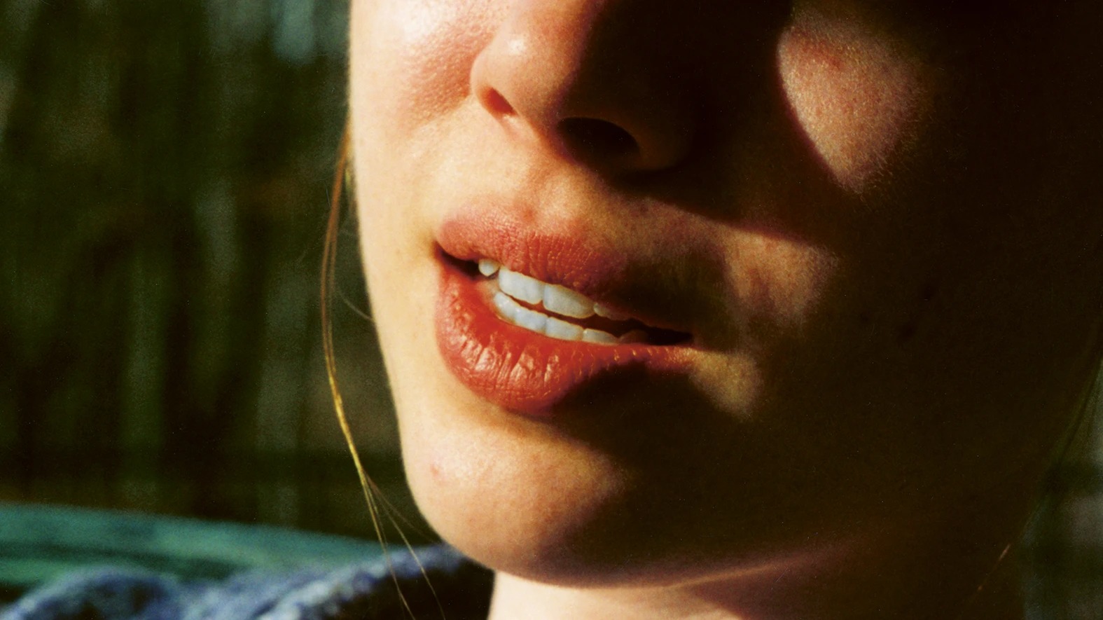 a close up of a woman's mouth