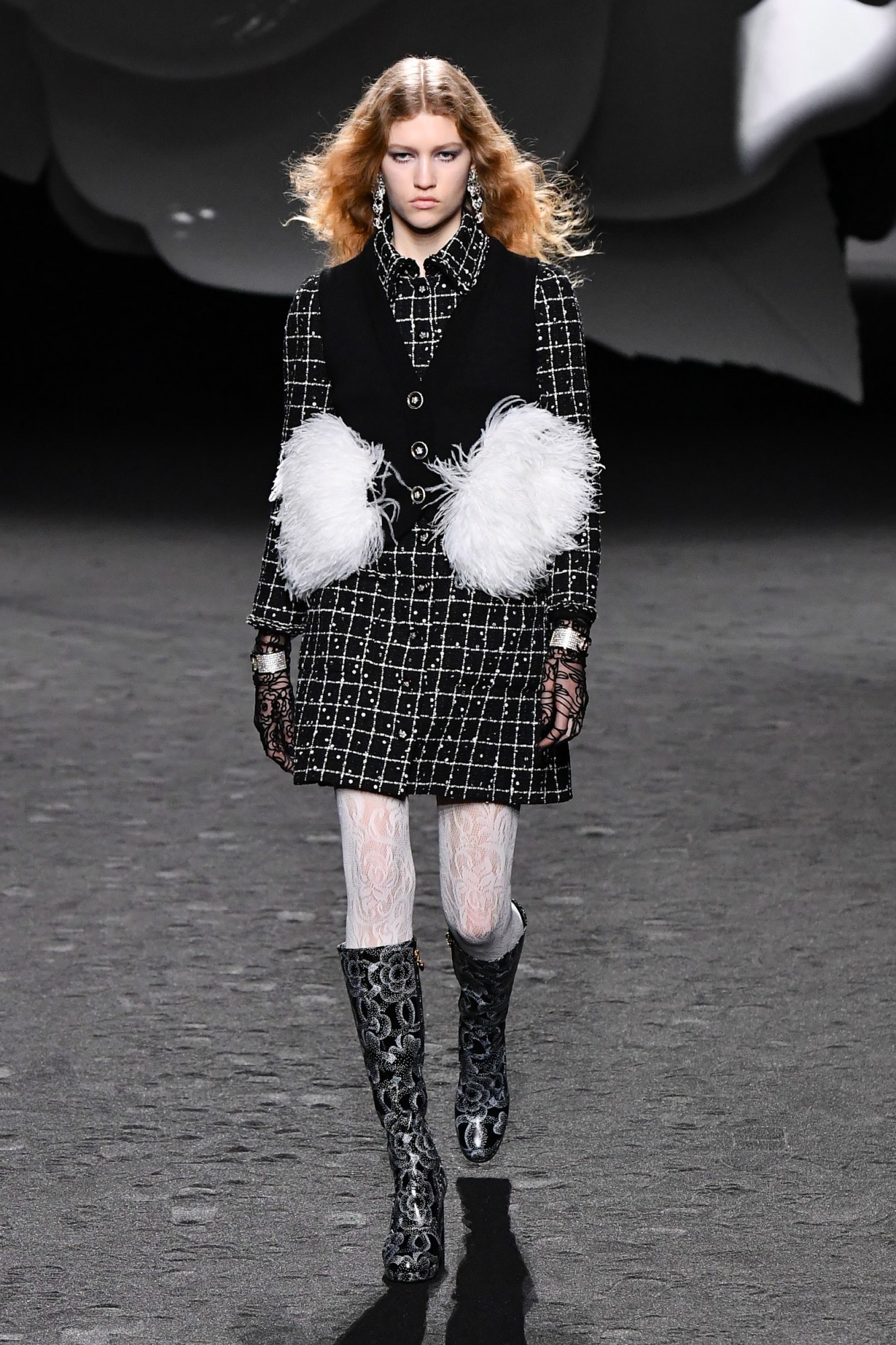 Model walking for the Chanel show during Paris Fashion Week AW23