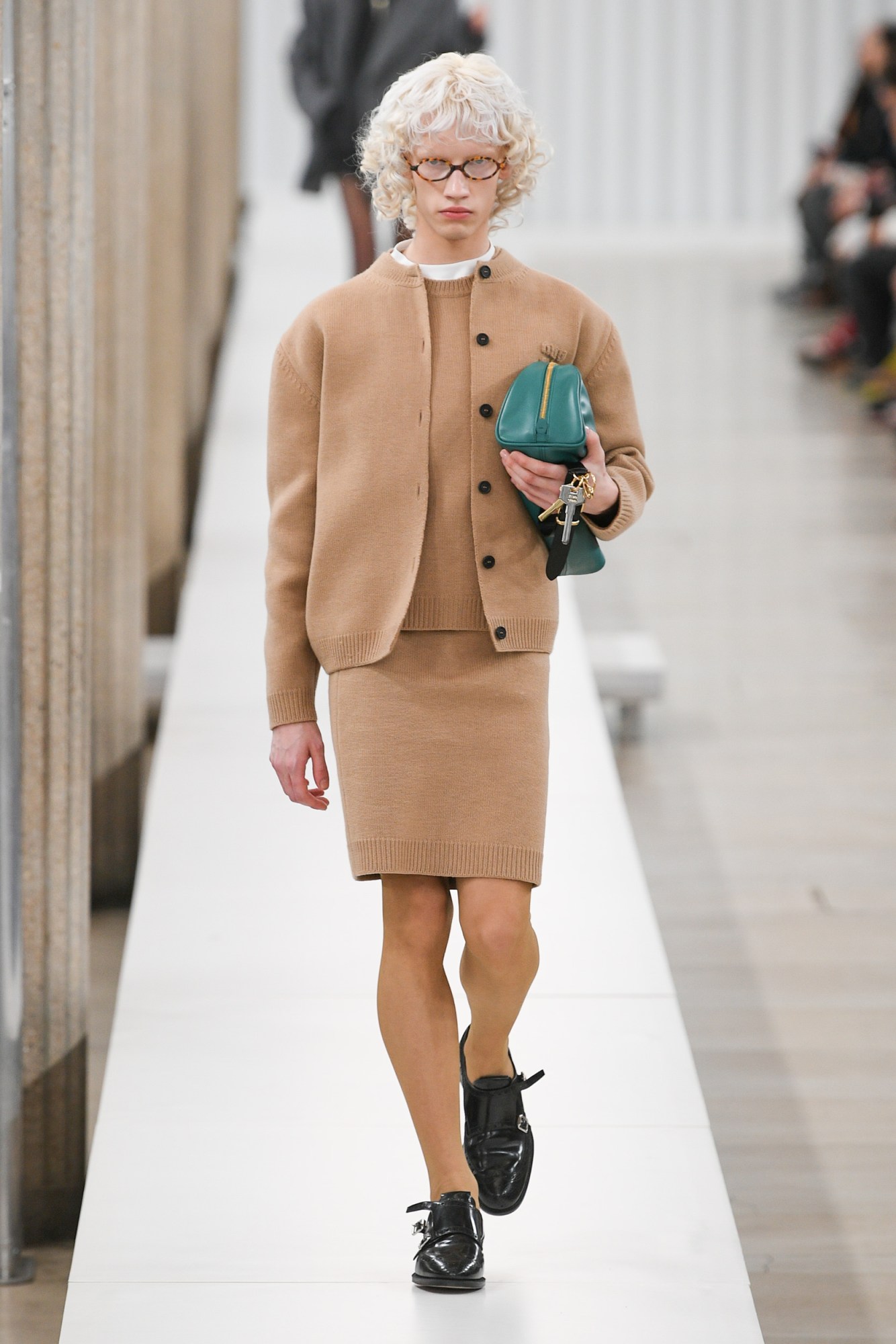 Model walking for the Miu Miu show at Paris Fashion Week AW23