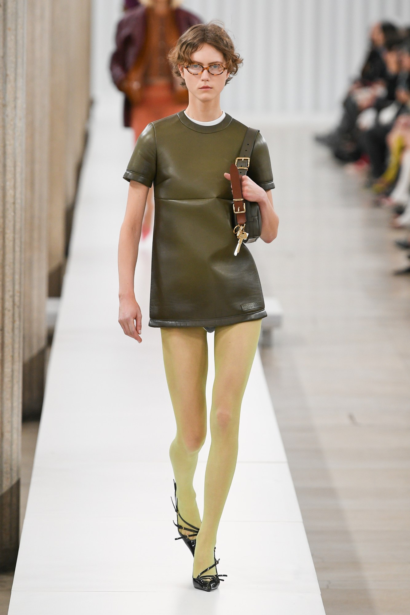 Model walking for the Miu Miu show at Paris Fashion Week AW23