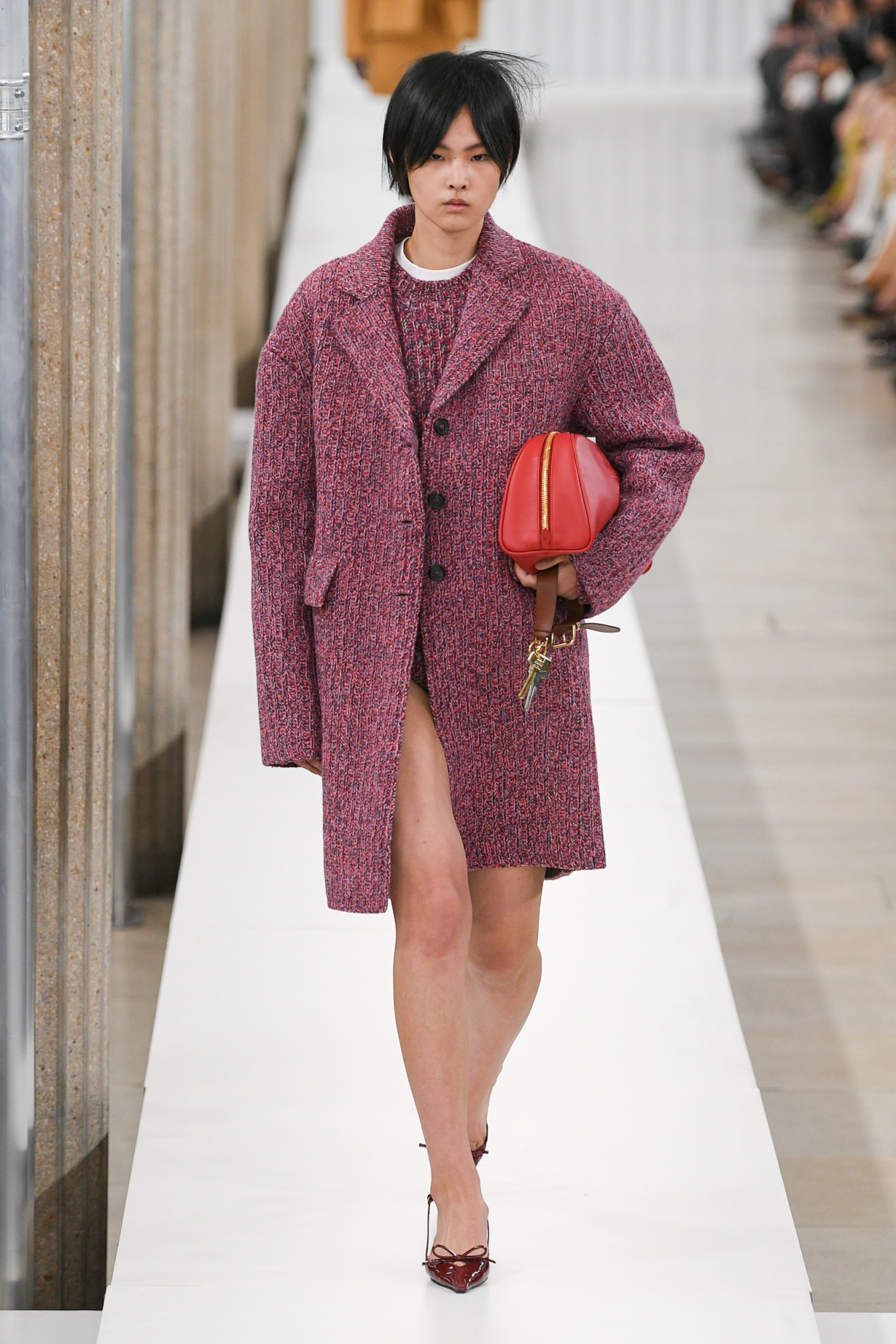 Model walking for the Miu Miu show at Paris Fashion Week AW23