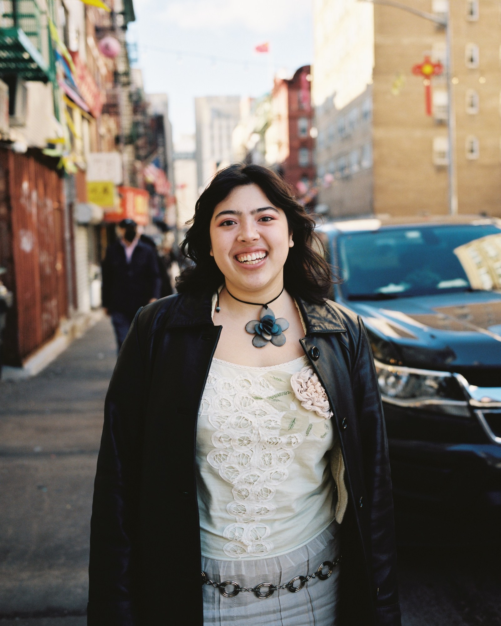 maia villalba posing in new york's chinatown