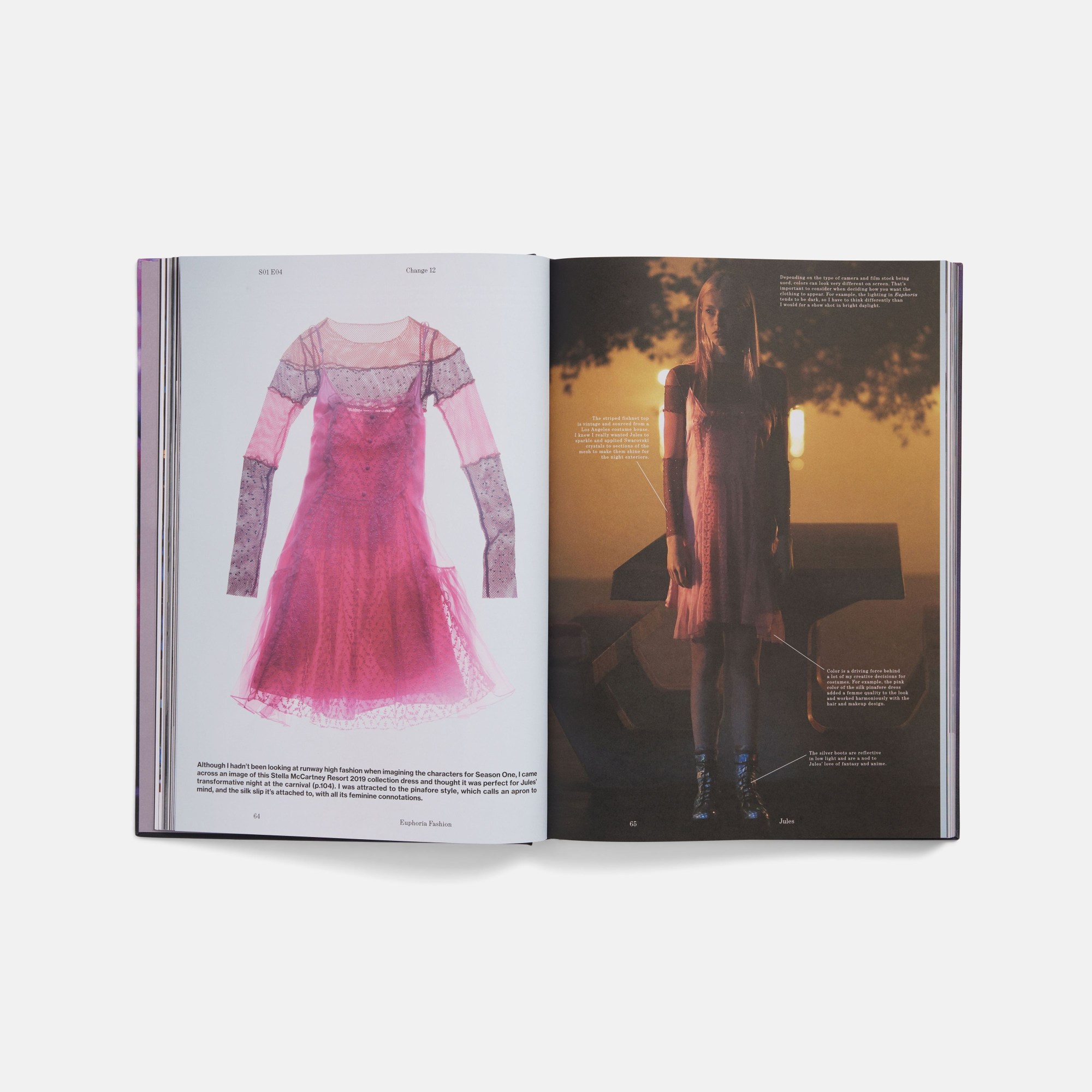 Scan of Euphoria Fashion by Heidi Bevins depicting Hunter Schafer as Jules and her dress