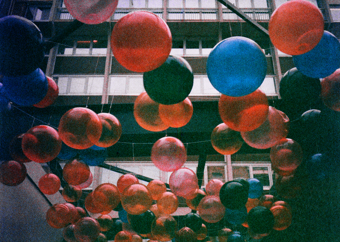 red and blue ballons