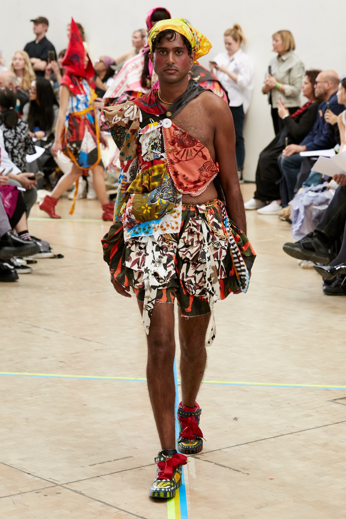 Model wearing Clover Nash's graduate collection at the Central Saint Martins BA show 2023