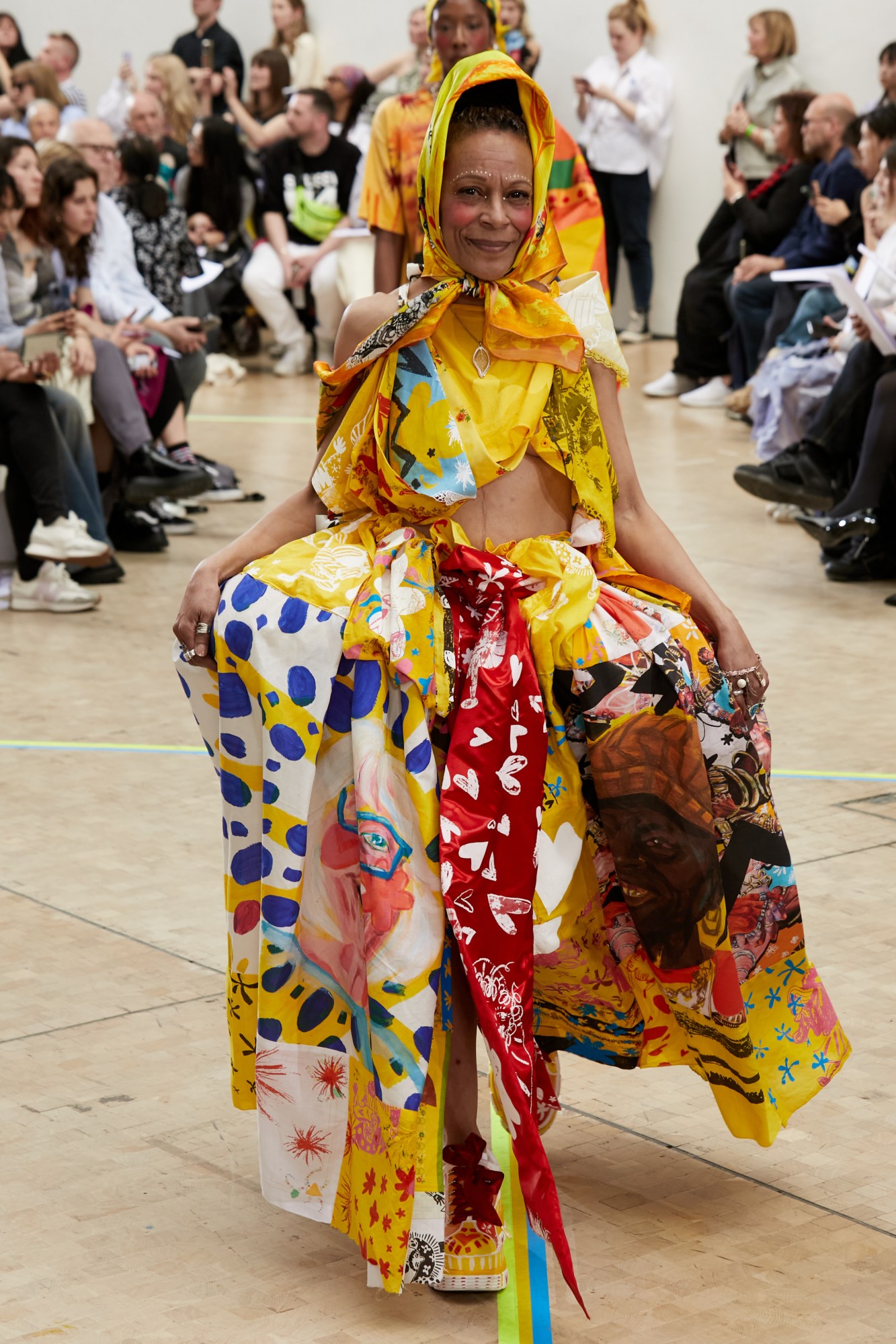 Model wearing Clover Nash's graduate collection at the Central Saint Martins BA show 2023