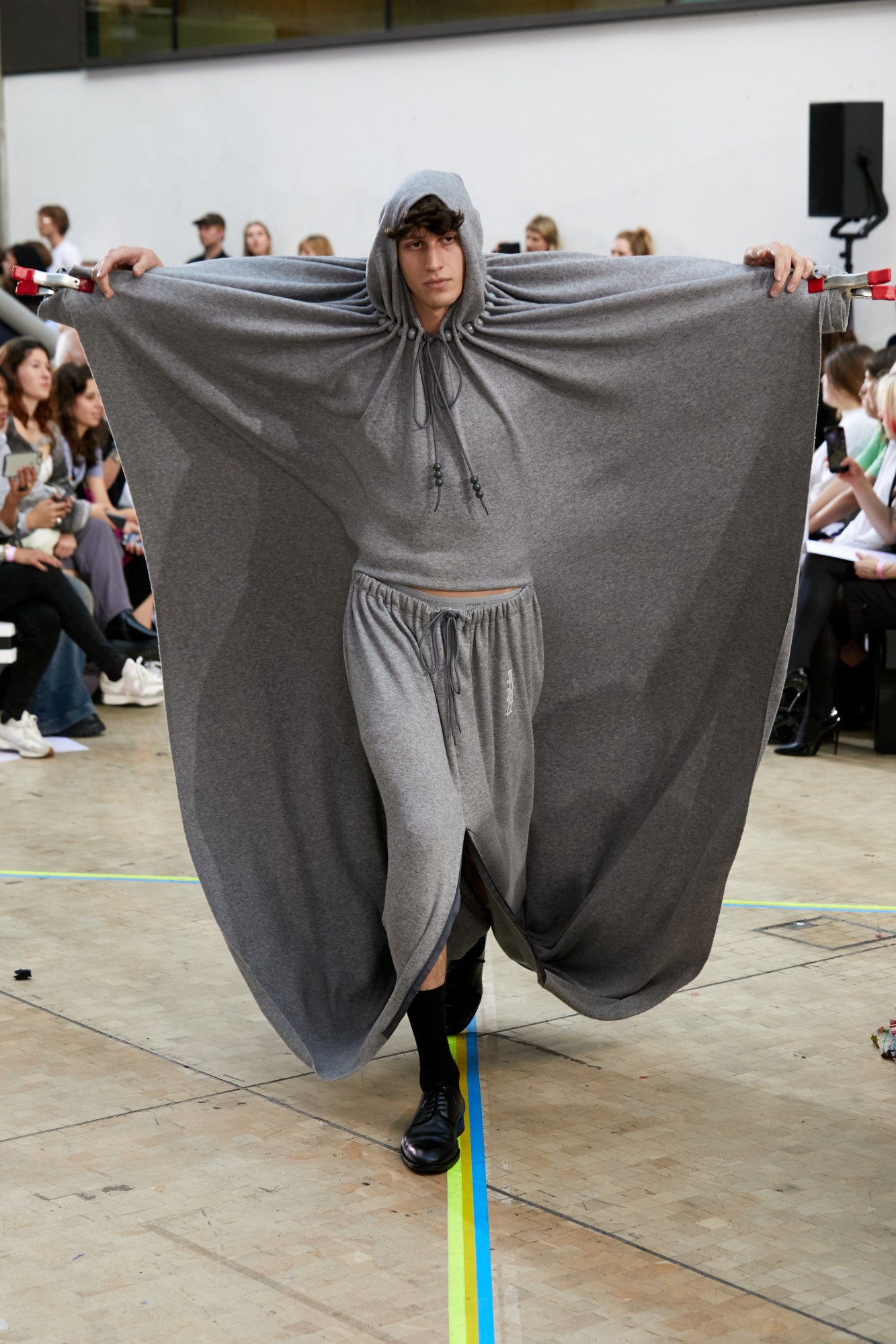 Model wearing Eden Tan's graduate collection at the Central Saint Martins BA show 2023