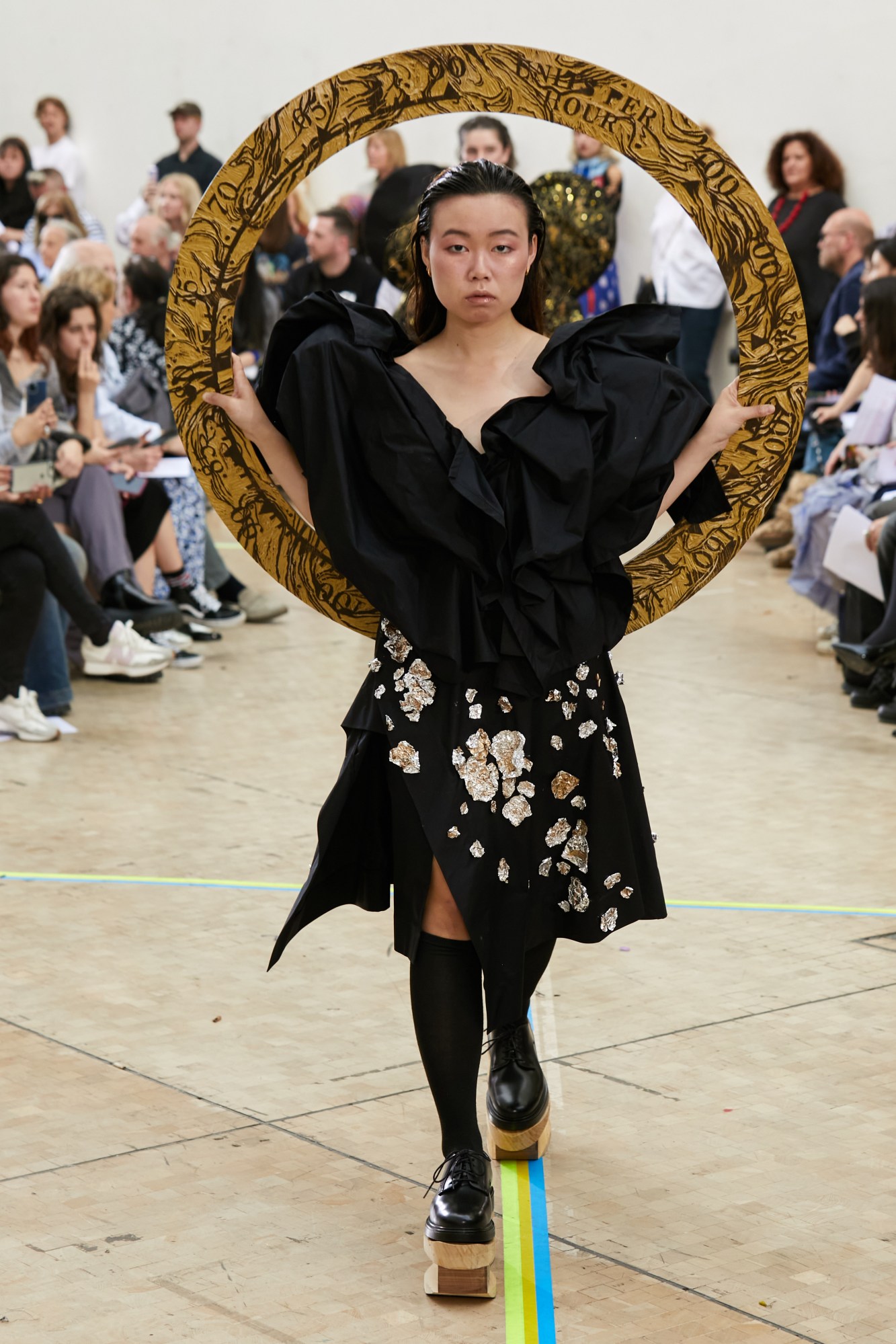 Model wearing Yeut Ting Ng's graduate collection at the Central Saint Martins BA show 2023