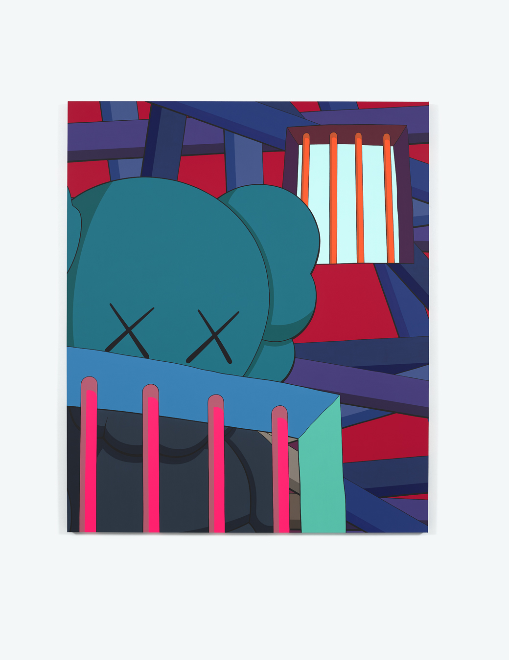 UNSOLVED PUZZLE, 2023. Acrylic on canvas, 86 x 72 inches by KAWS.