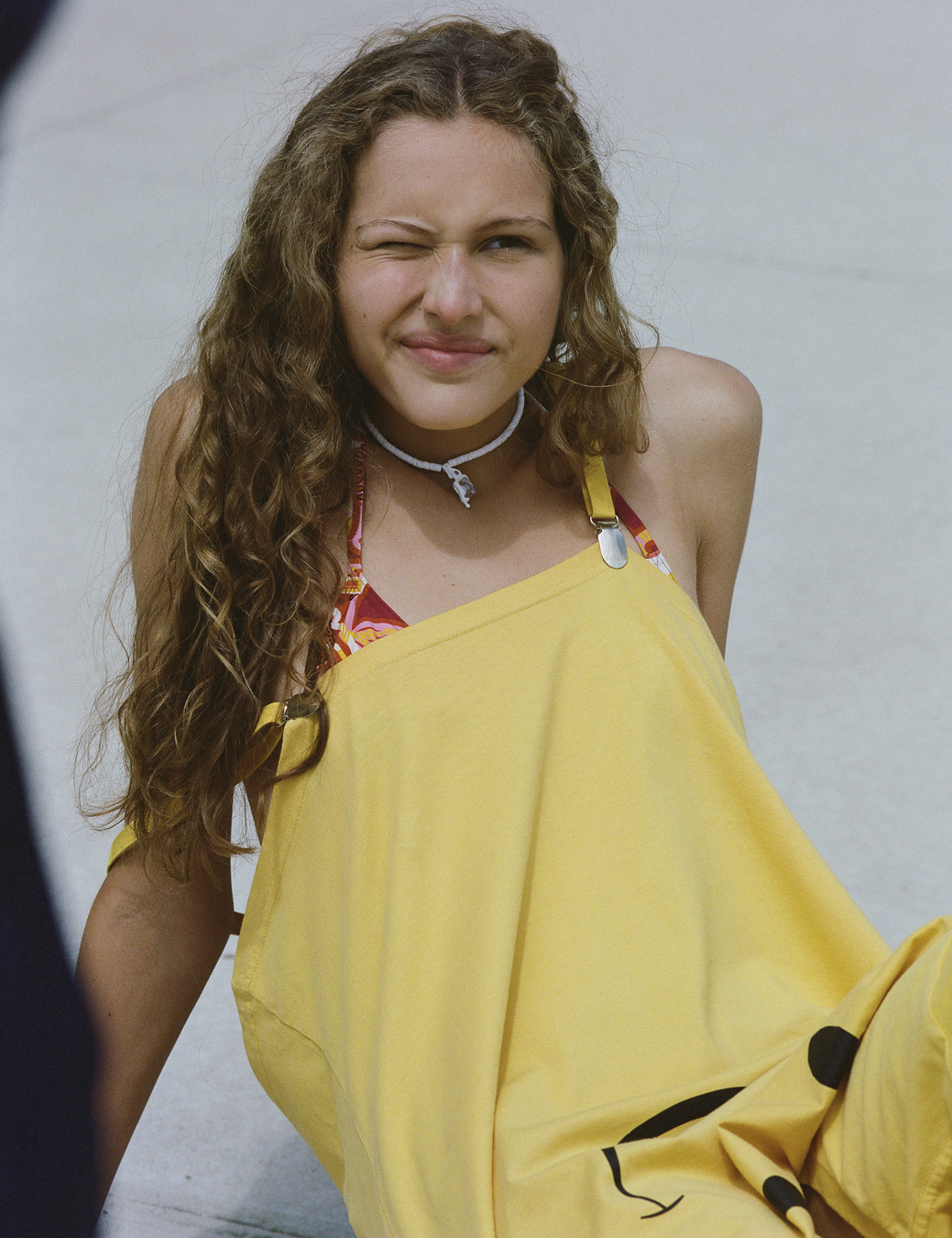 Angelina on the beach in Long Island photographed by Theo Wenner.