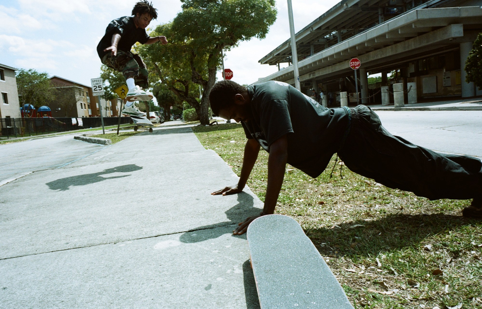 Violet skate crew photographed by Sandy Kim in Miami.