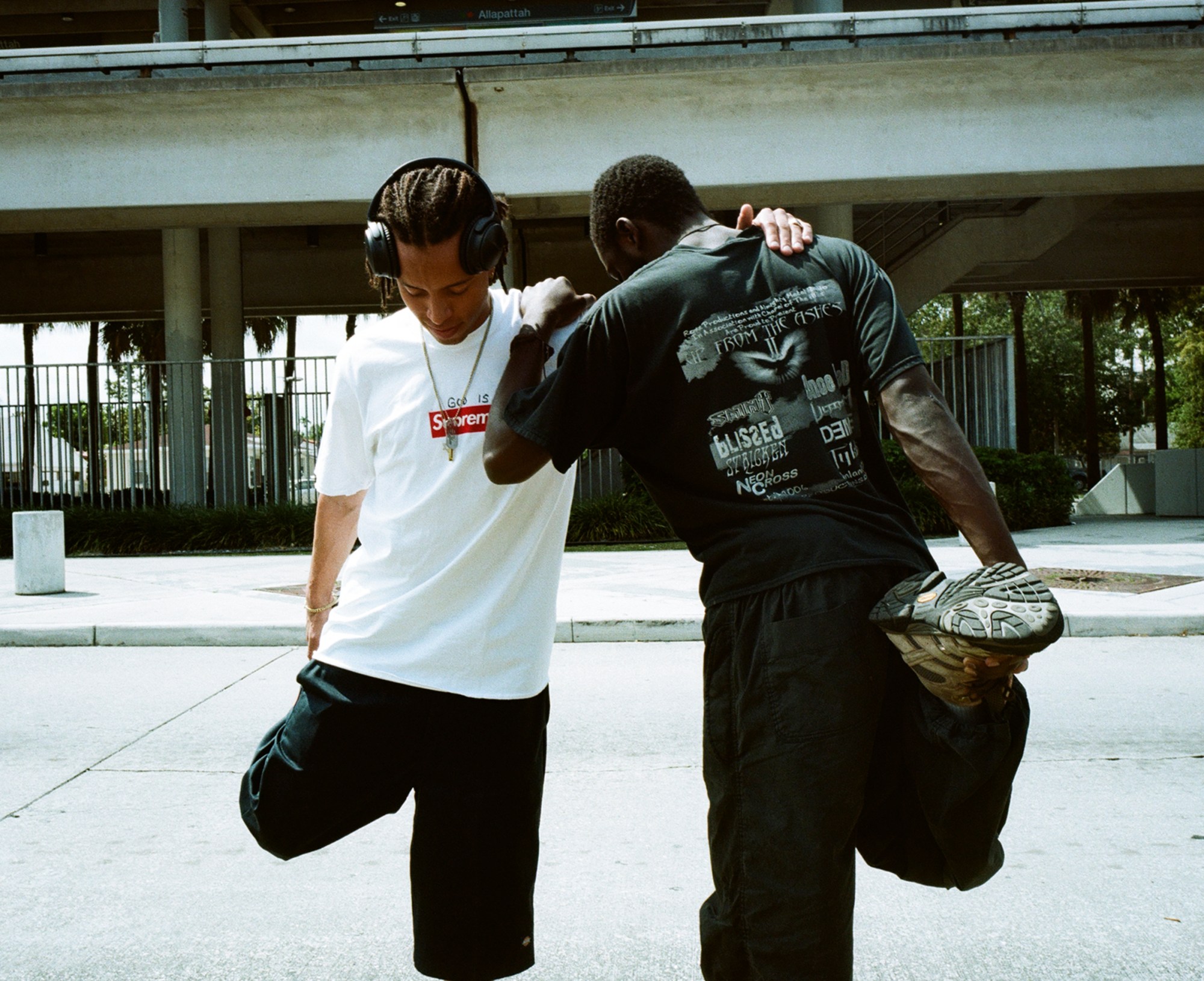 Violet skate crew photographed by Sandy Kim in Miami.