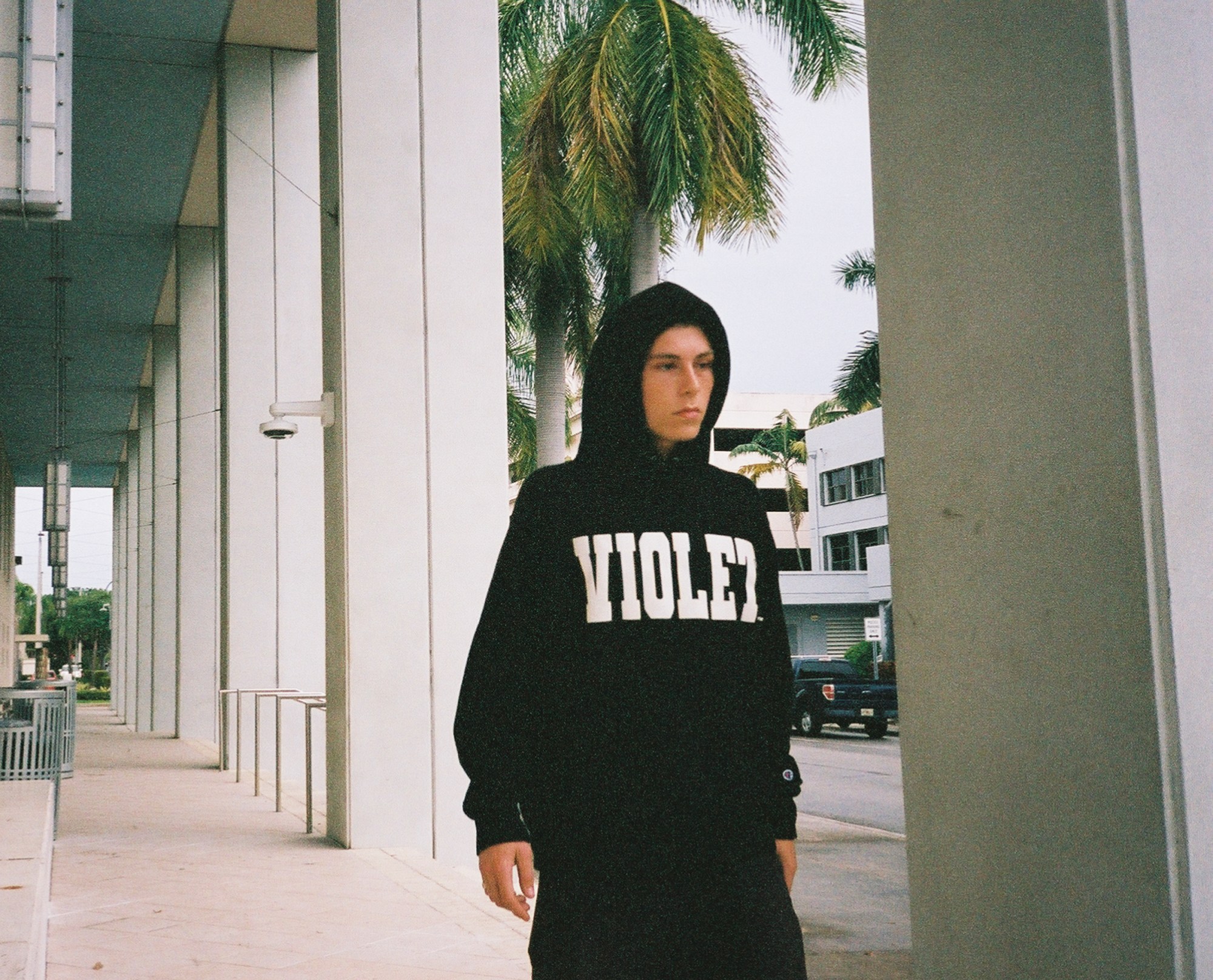 Violet skate crew photographed by Sandy Kim in Miami.