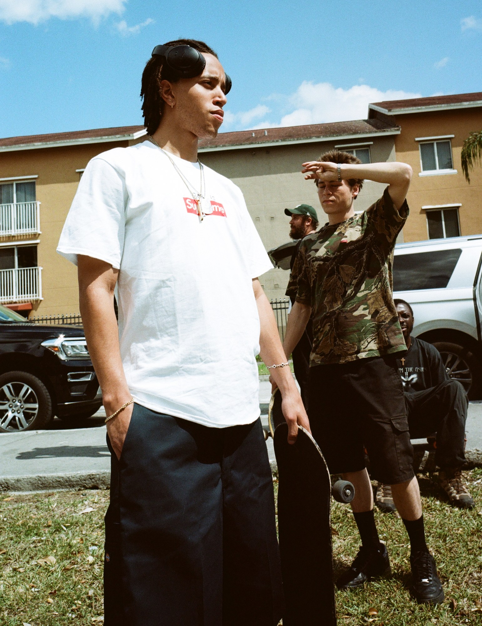 Violet skate crew photographed by Sandy Kim in Miami.