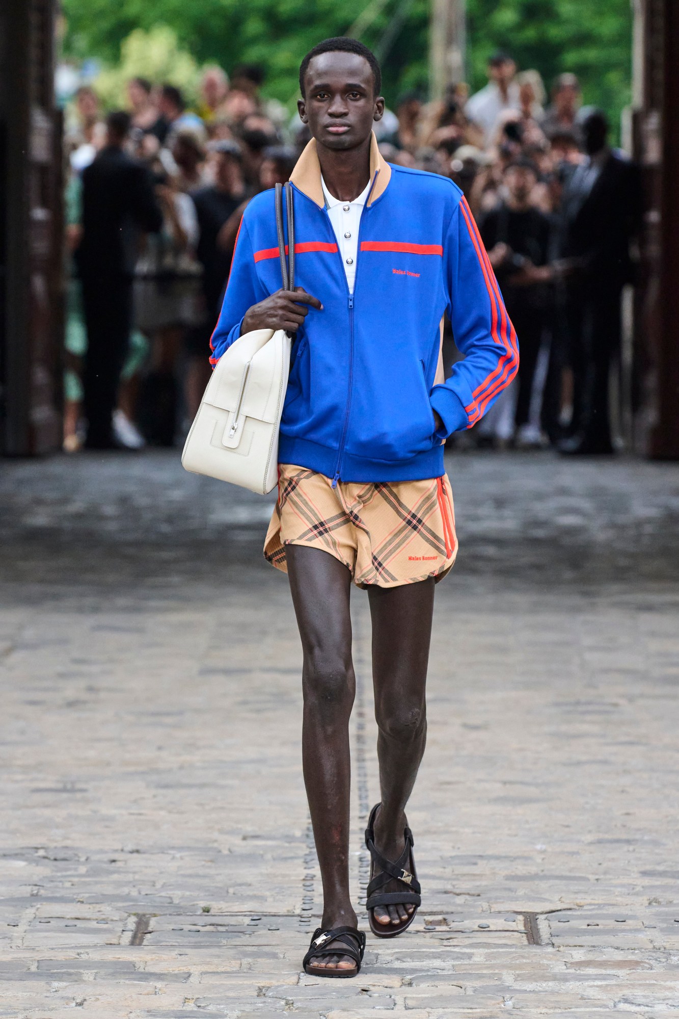 Model walking for Wales Bonner at Paris Fashion Week Men's SS24