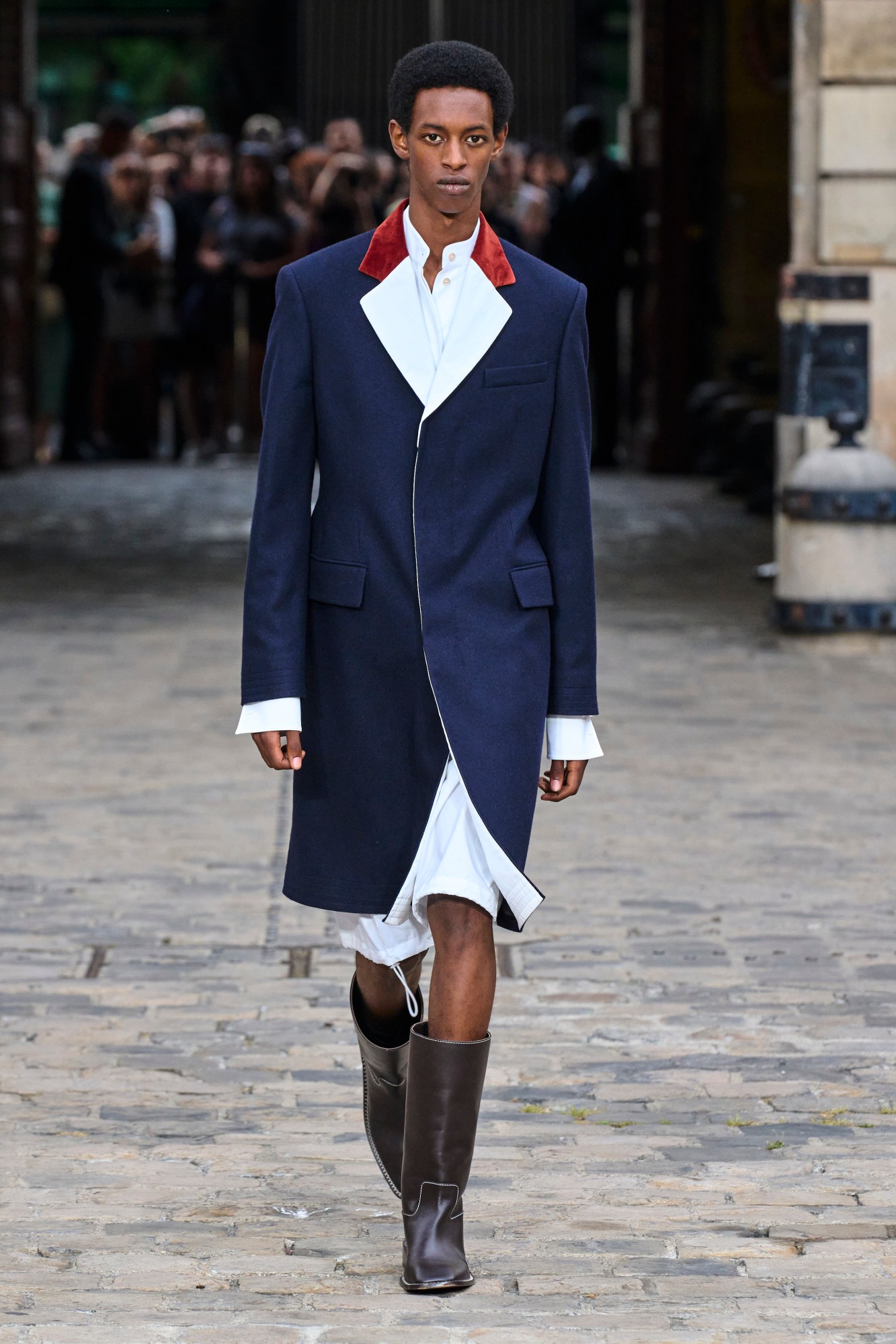 Model walking for Wales Bonner at Paris Fashion Week Men's SS24