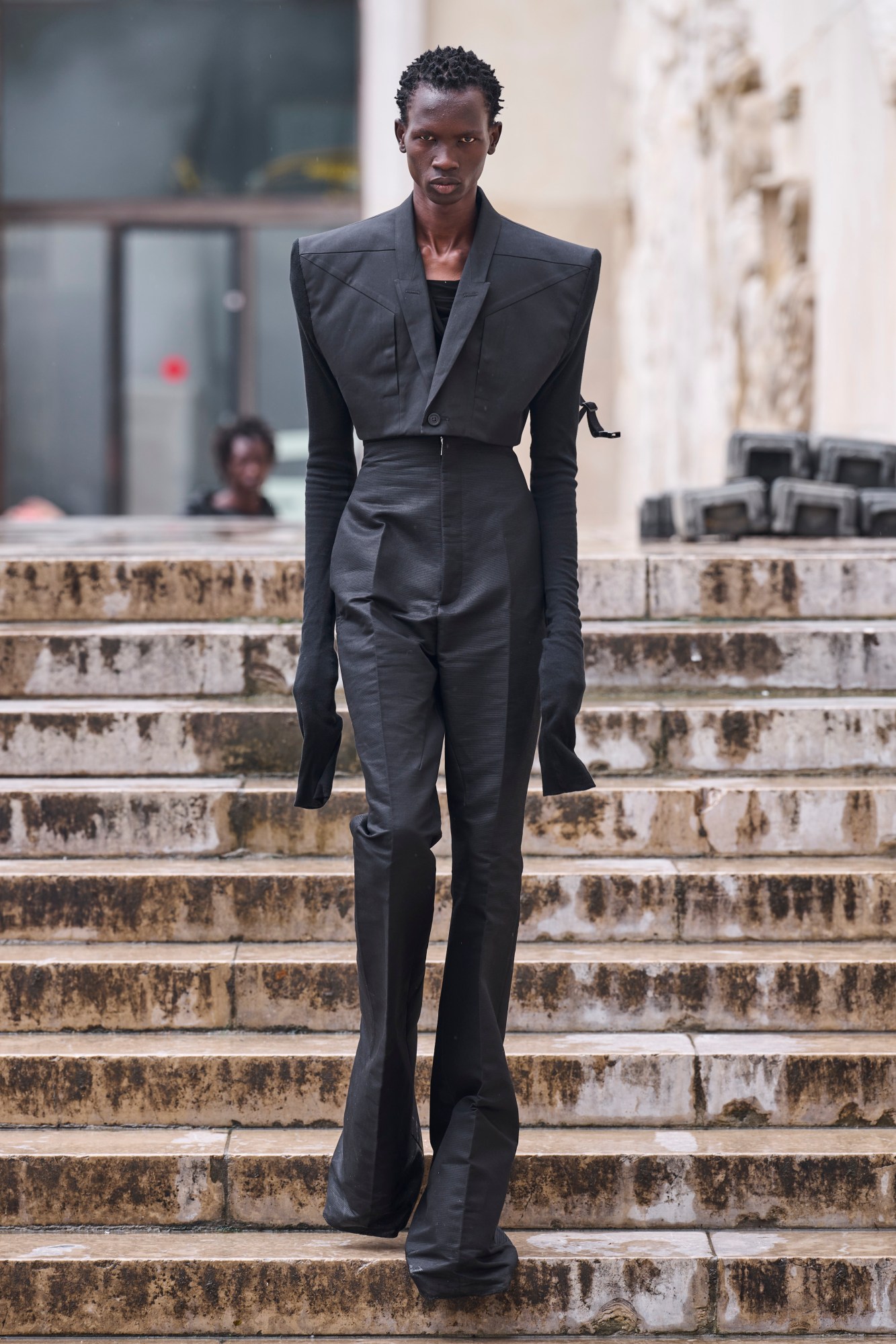 Model walking for Rick Owens show at Paris Fashion Week Men's SS24