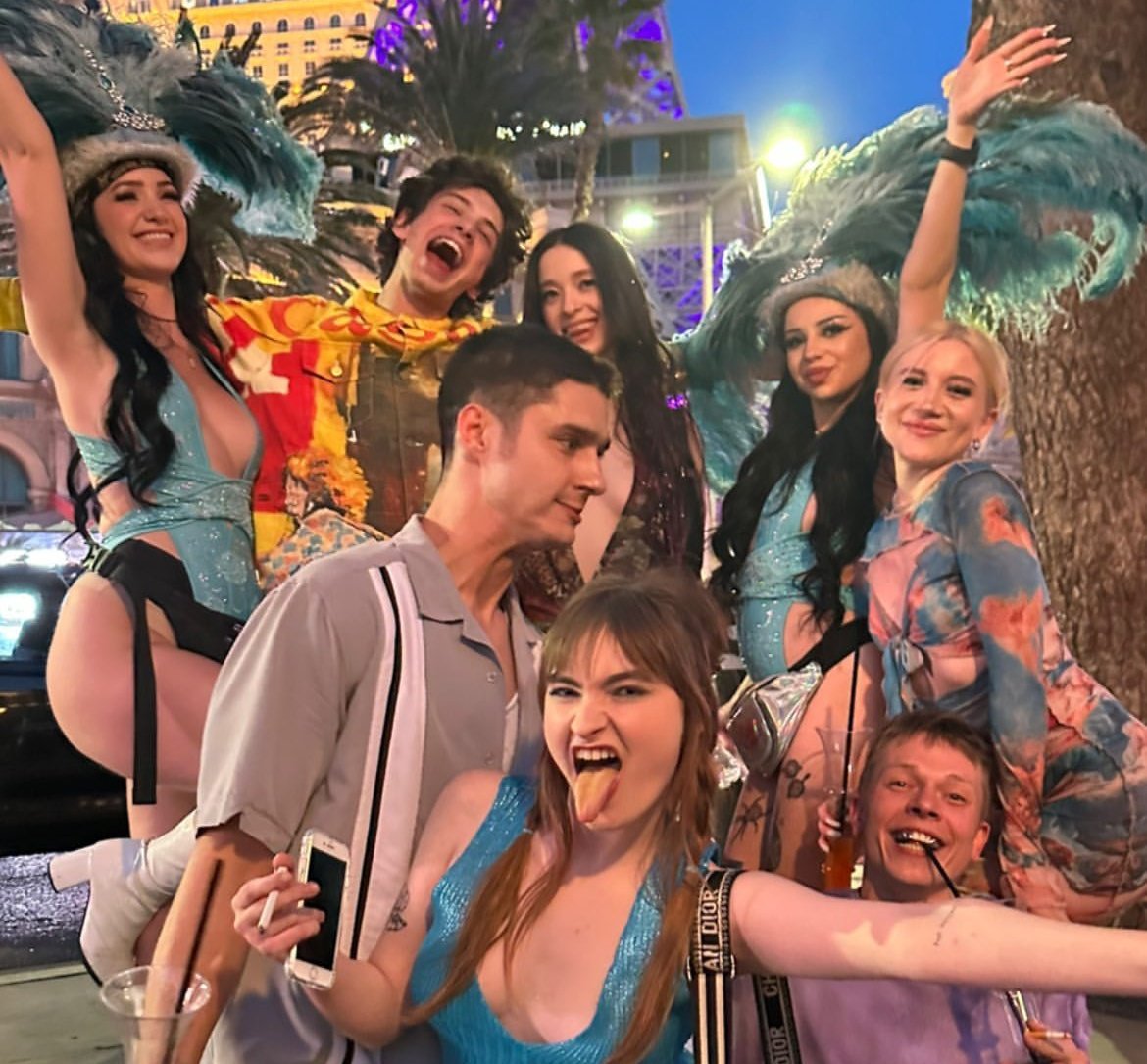 a photo of the rumoured cast of Sean Baker's Anora in Las Vegas