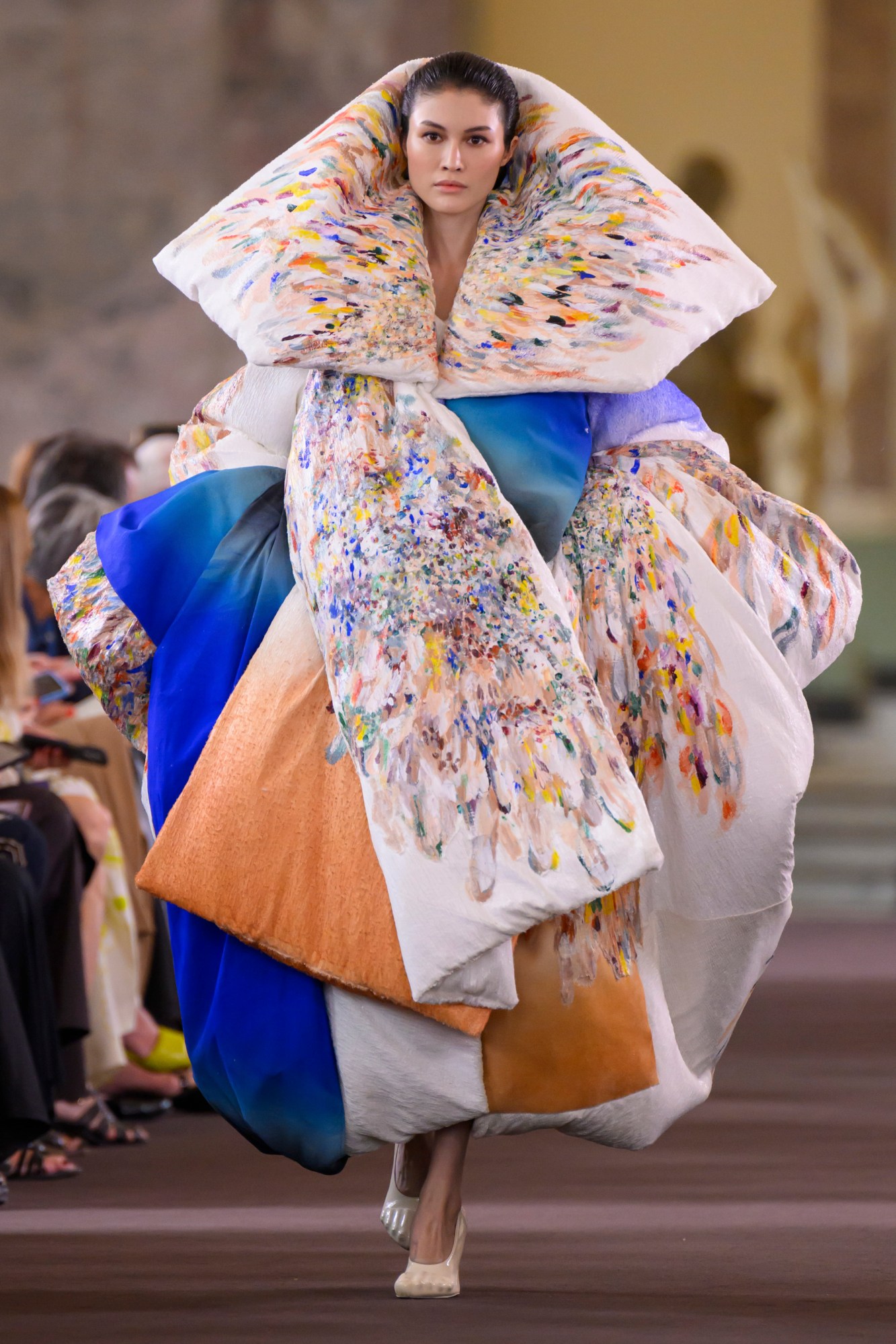 Model wearing Schiaparelli at Haute Couture Fashion Week AW23 in Paris. Image from Spotlight.