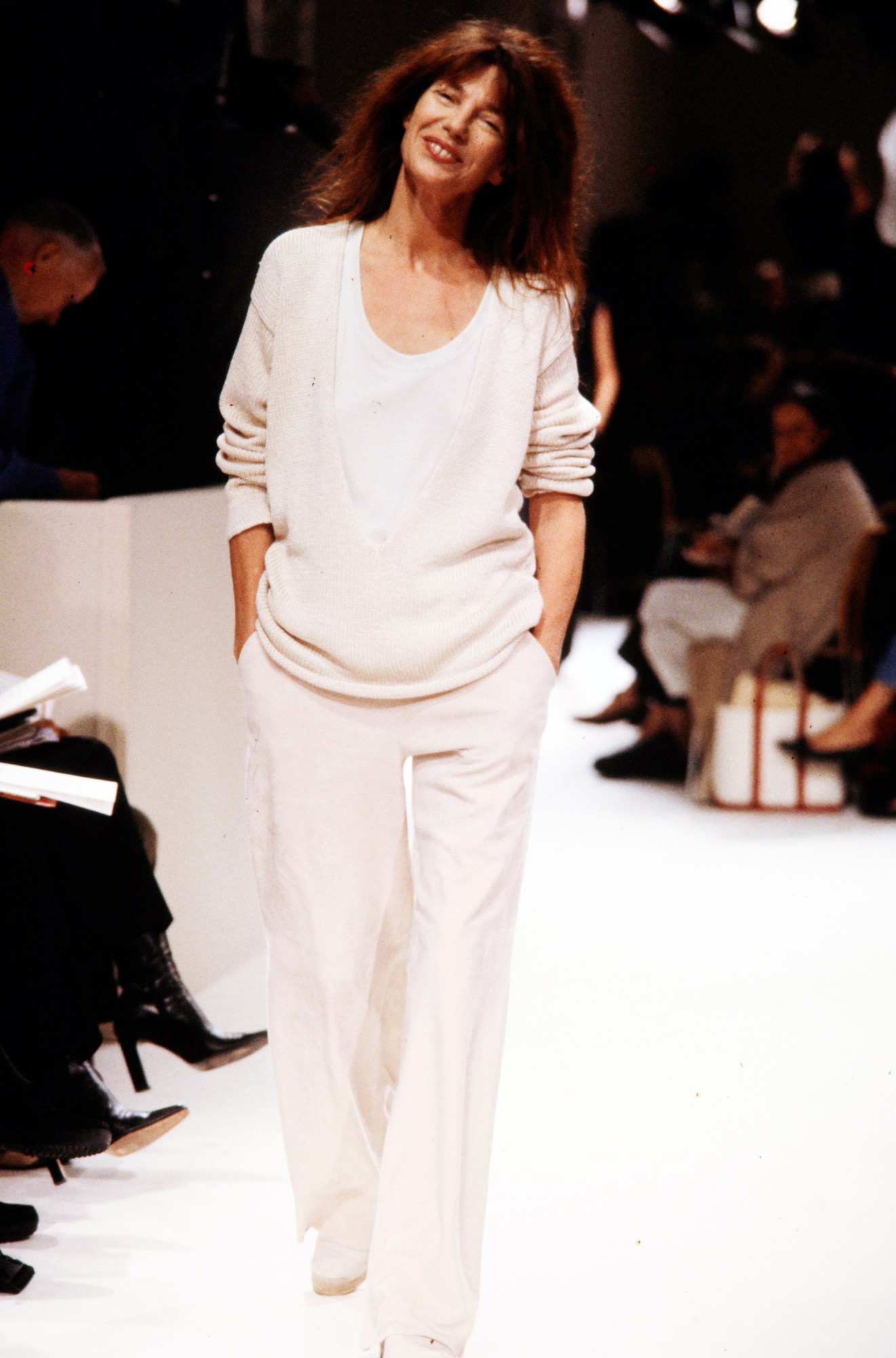 Jane Birkin walking for Hermés SS00