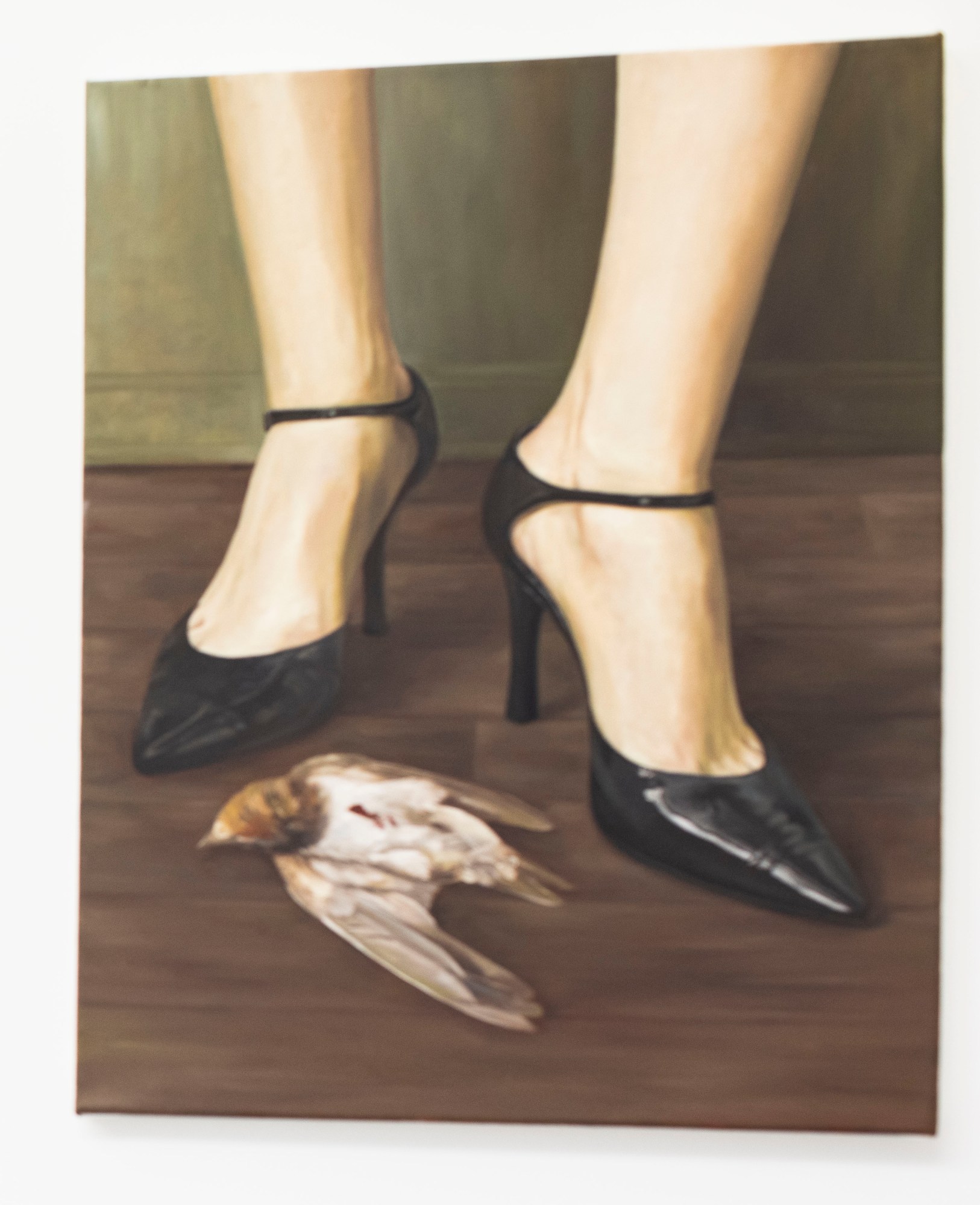 a painting of heels and a dead bird