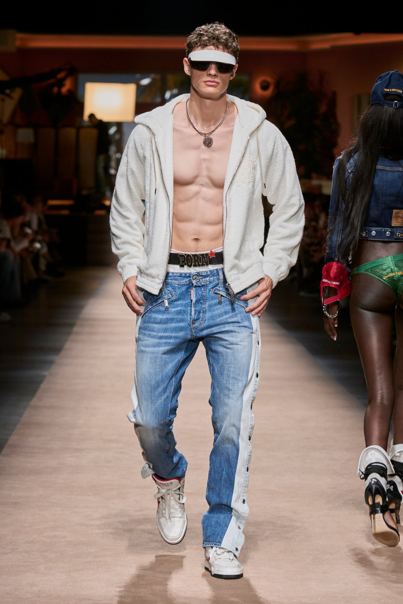 Model walking the DSquared2 SS24 show