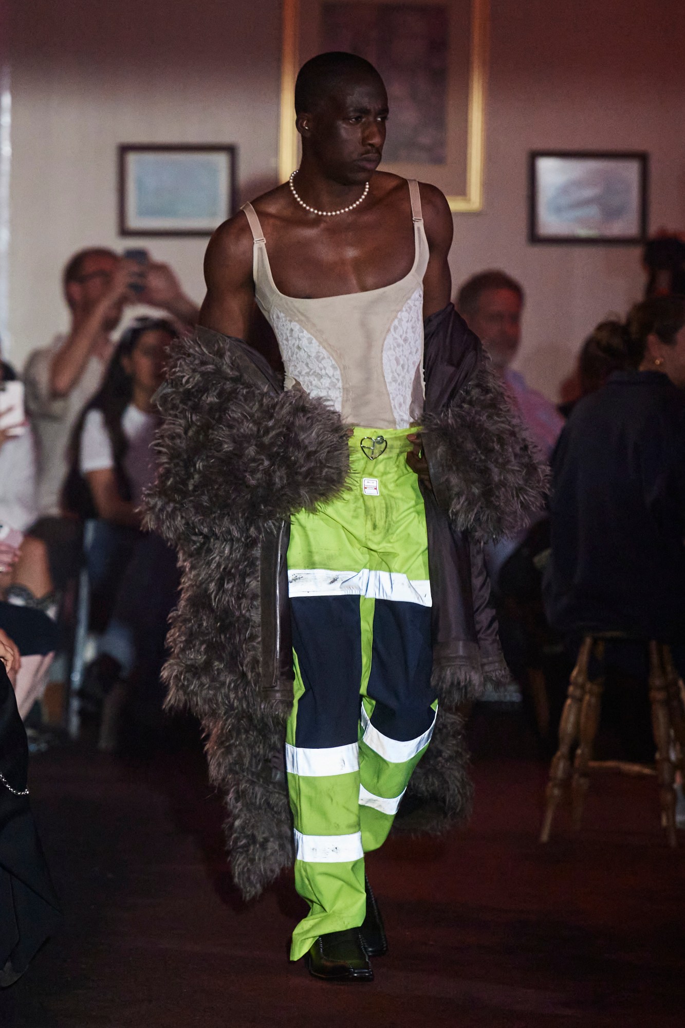 Model walking the Martine Rose SS24 show