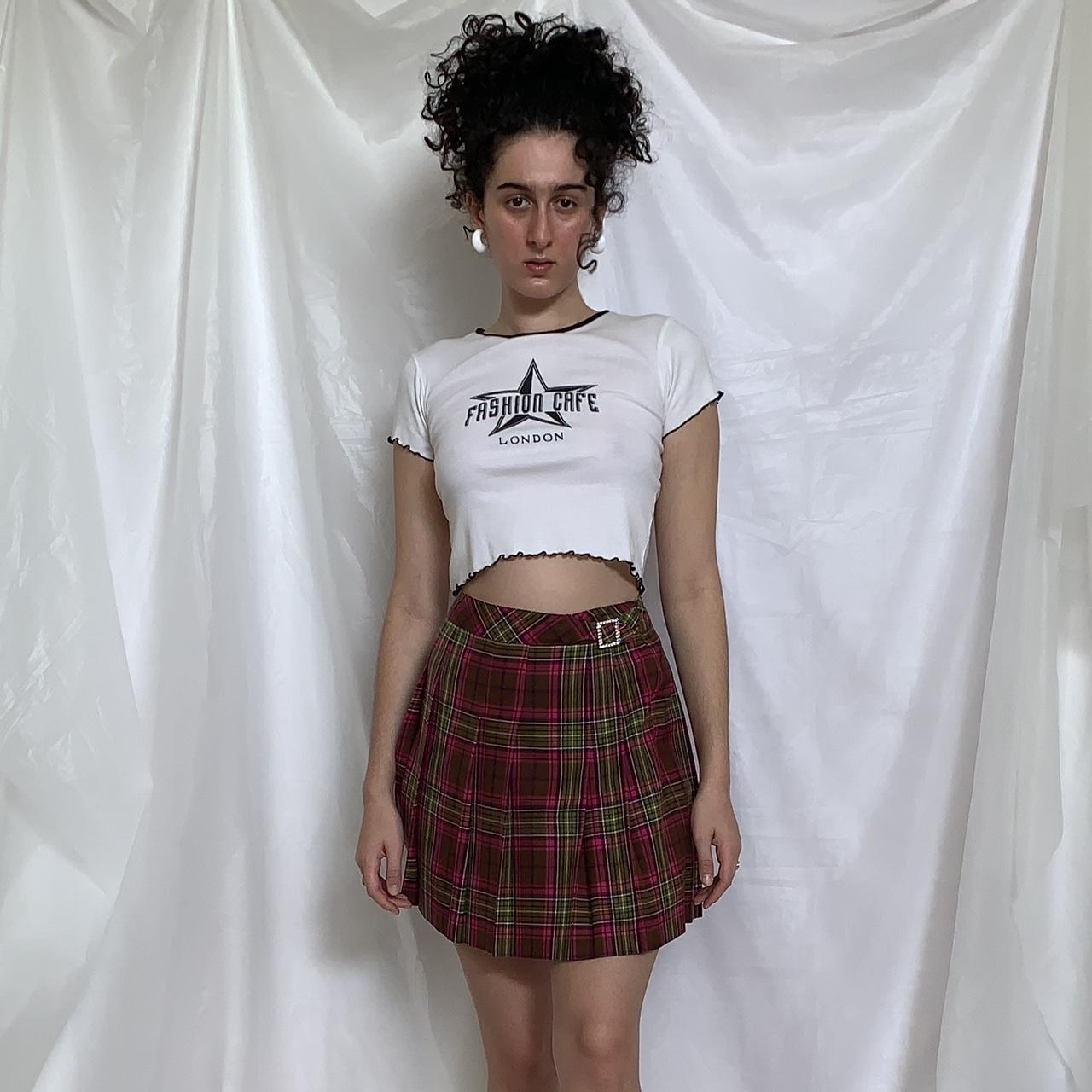 Olivia Haroutounian wearing early 2000’s Antoni & Alison plaid skirt on Real Life As Liv