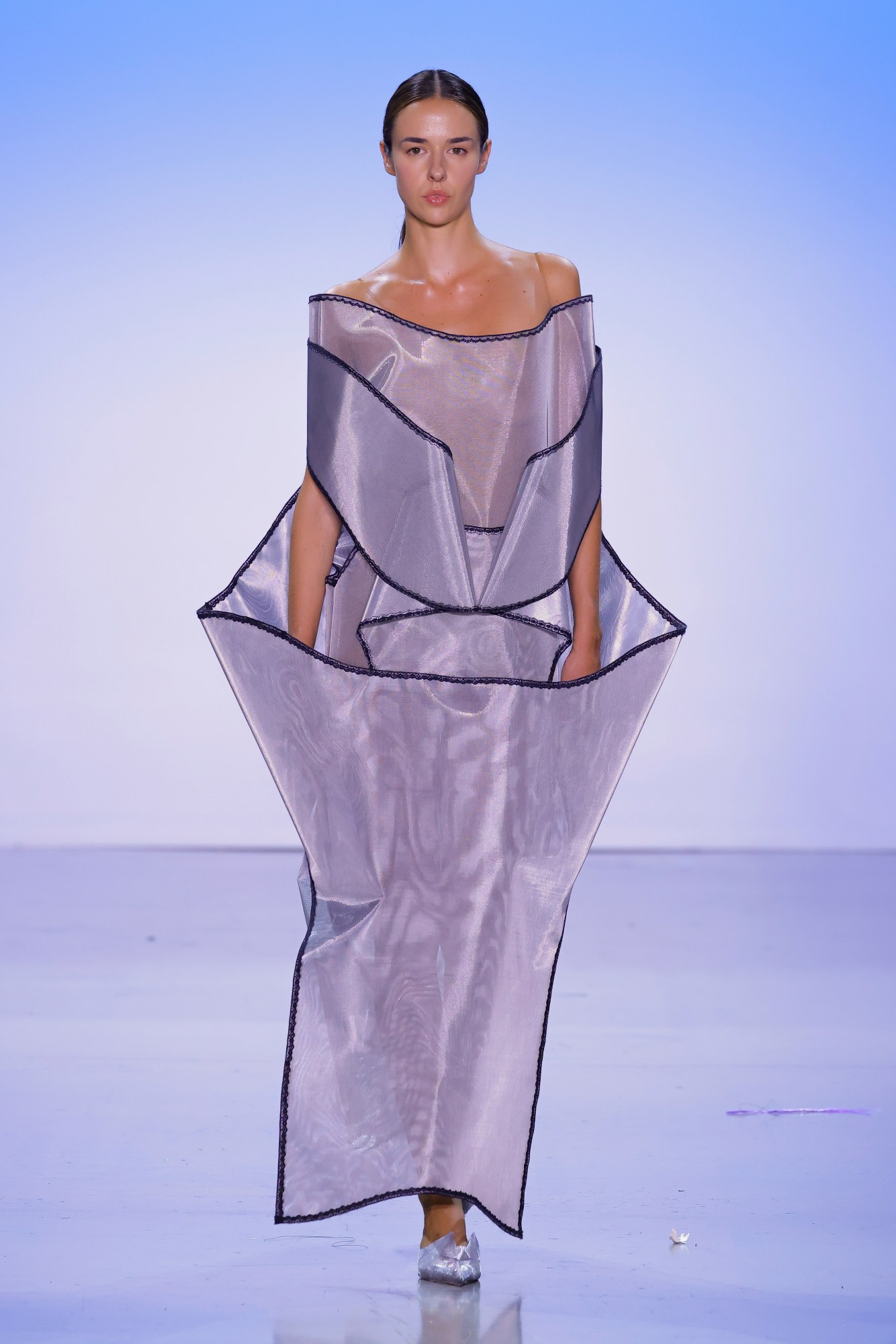 a model wearing luna zining ye's fit mfa graduate collection