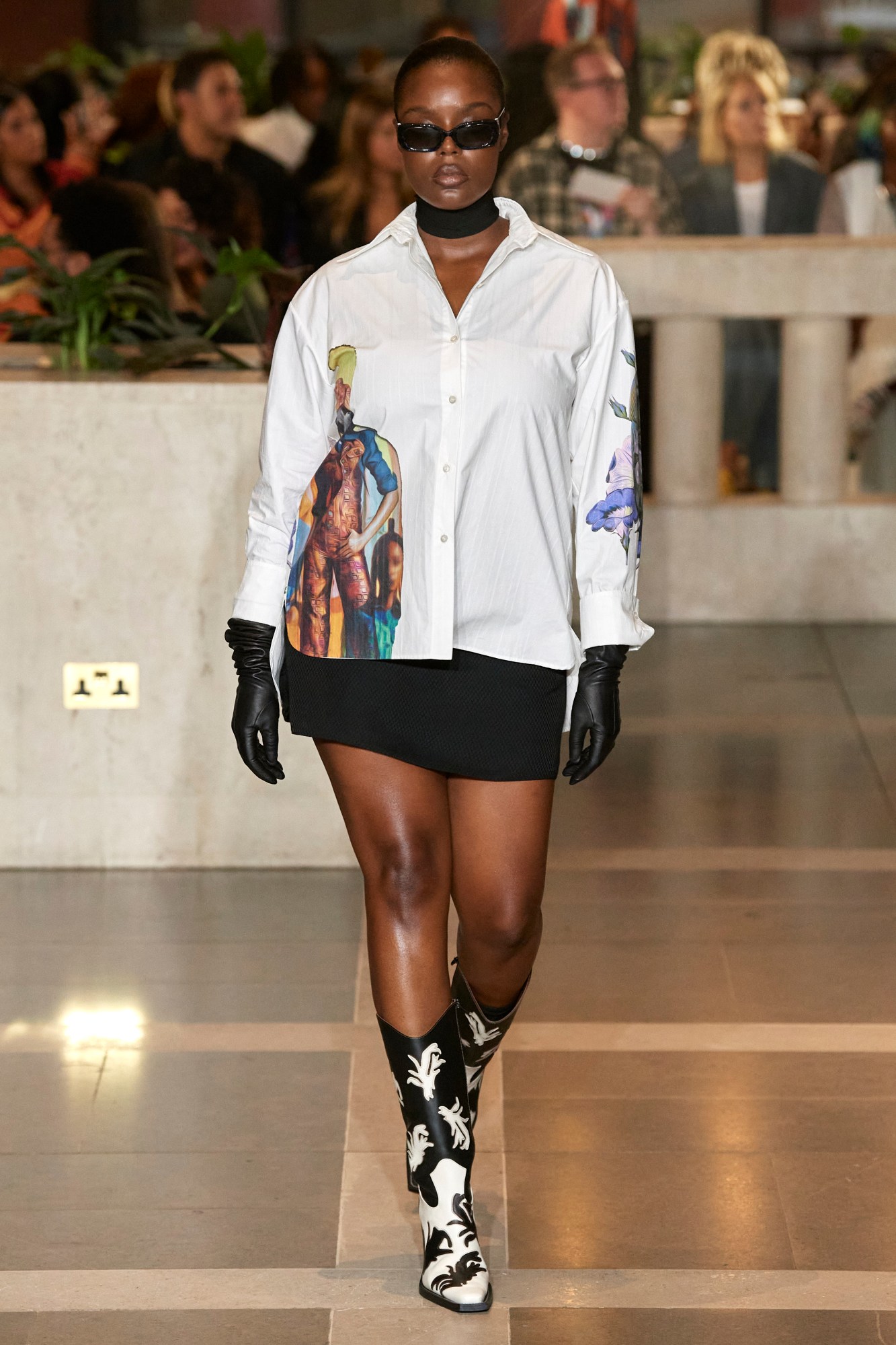 Model walking the Ahluwalia SS24 show at London Fashion Week