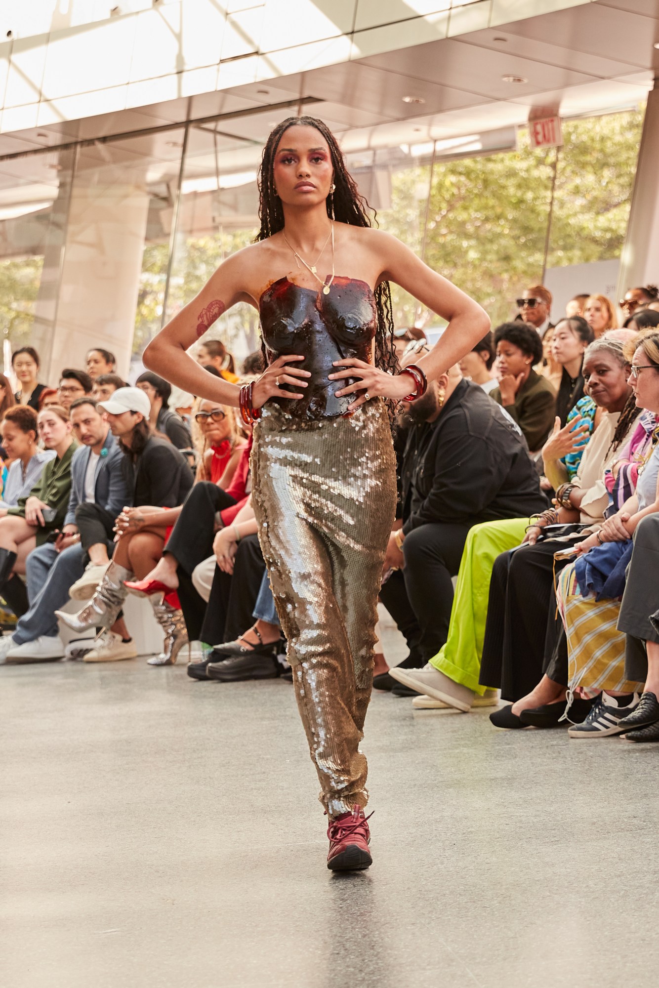 a model wearing ying kong's parsons mfa graduate collection