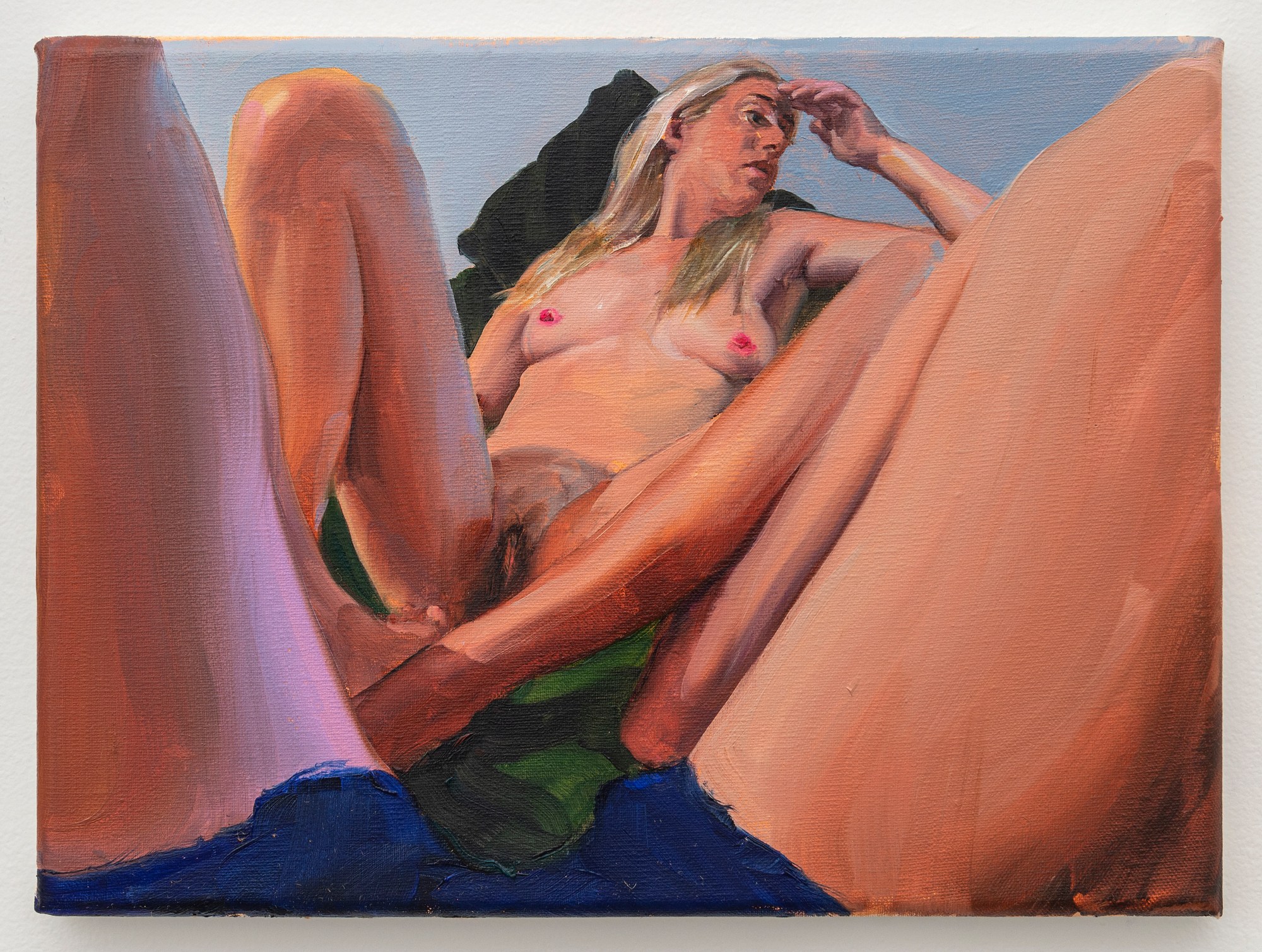 a painting featuring a nude blonde woman