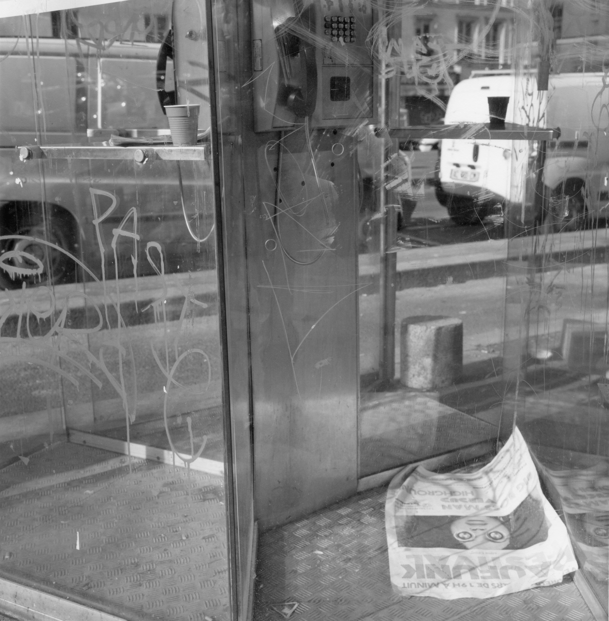 an empty phonebooth in paris