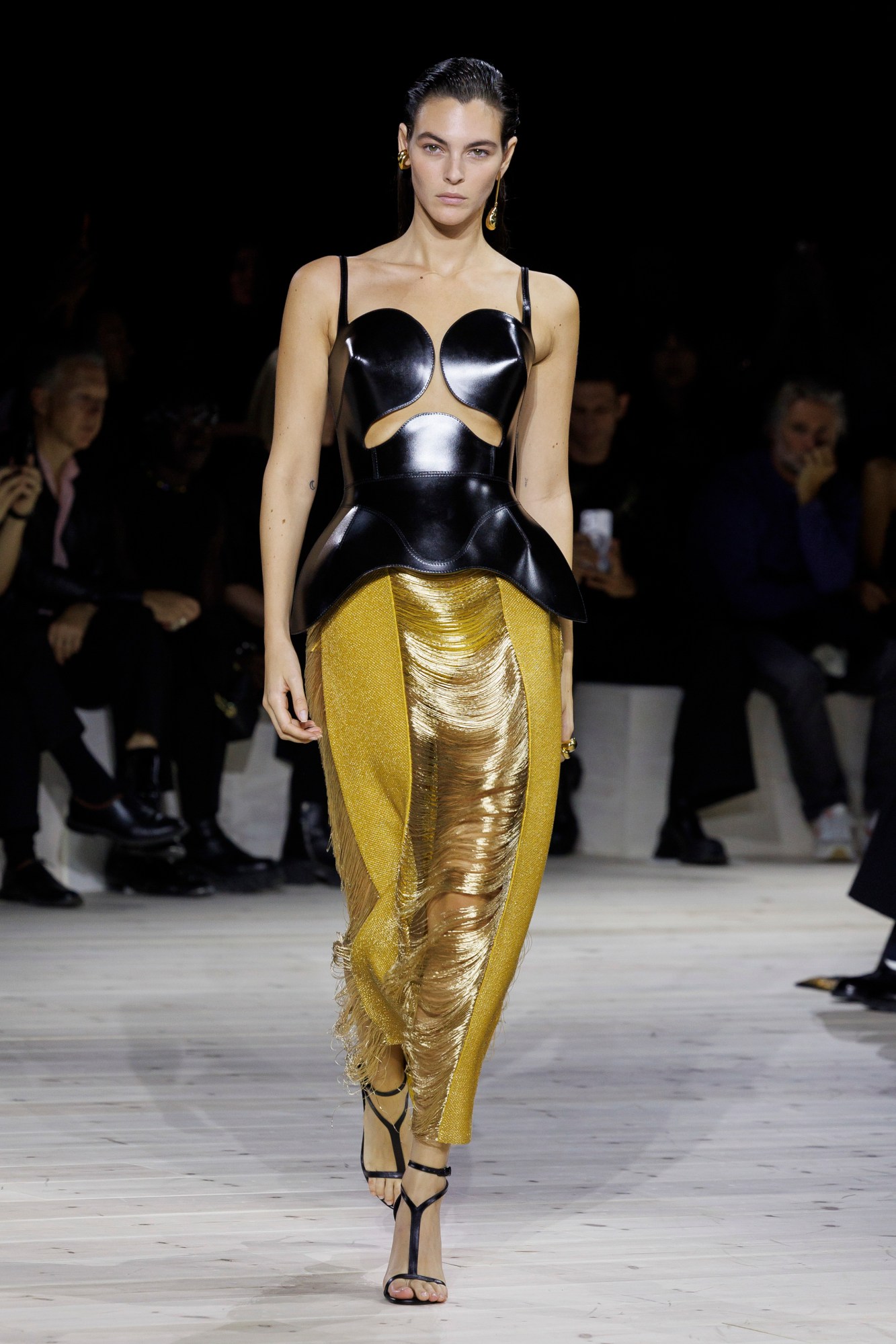 Vittoria ceretti walking for the Alexander McQueen show at Paris Fashion Week SS24