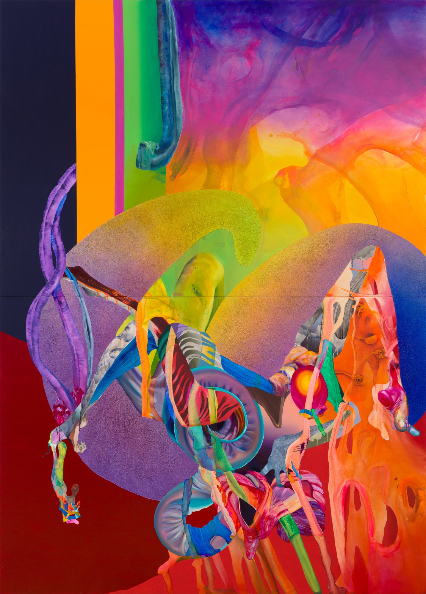 vibrant abstract painting featuring grotesque figures by ilana savdie