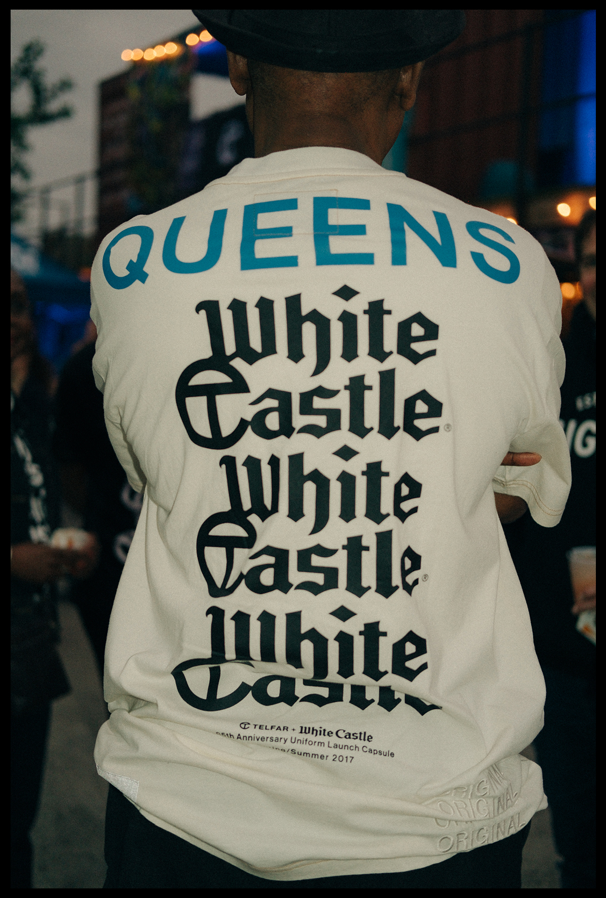 back of a telfar white castle white t-shirt photographed in new york by joshua woods