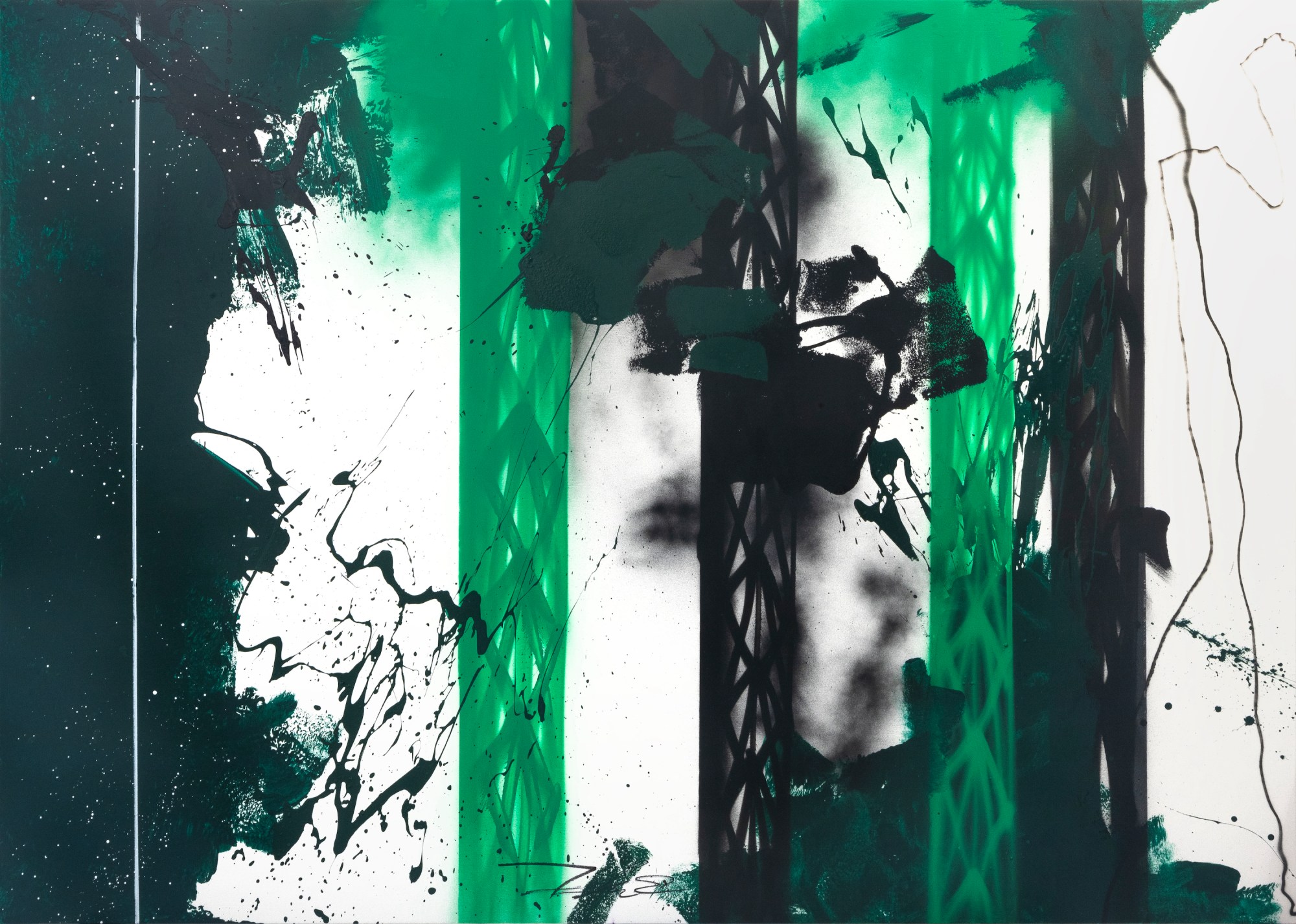 green and black abstract image by artist futura