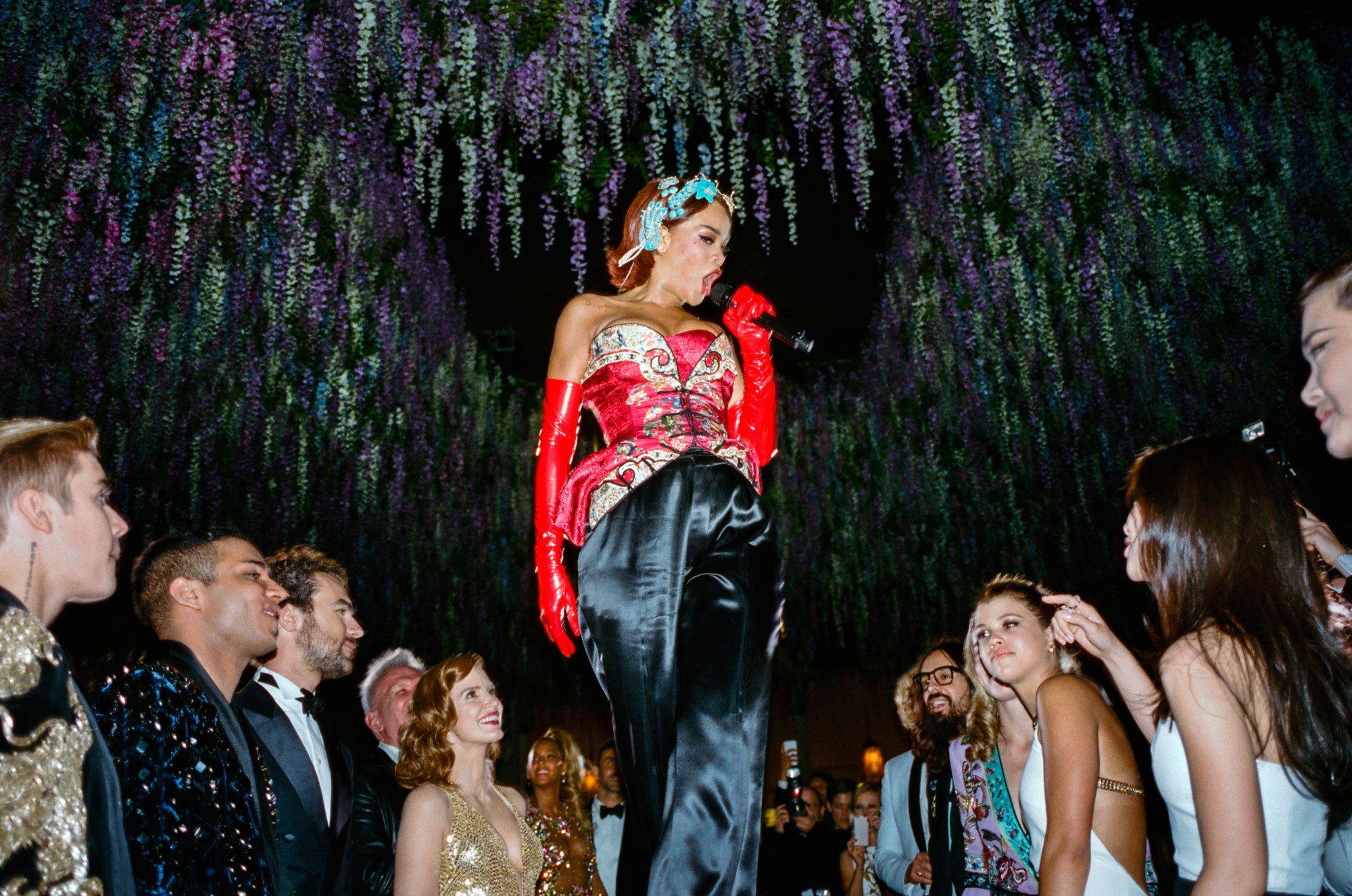 rihanna on stage at the met gala in 2015