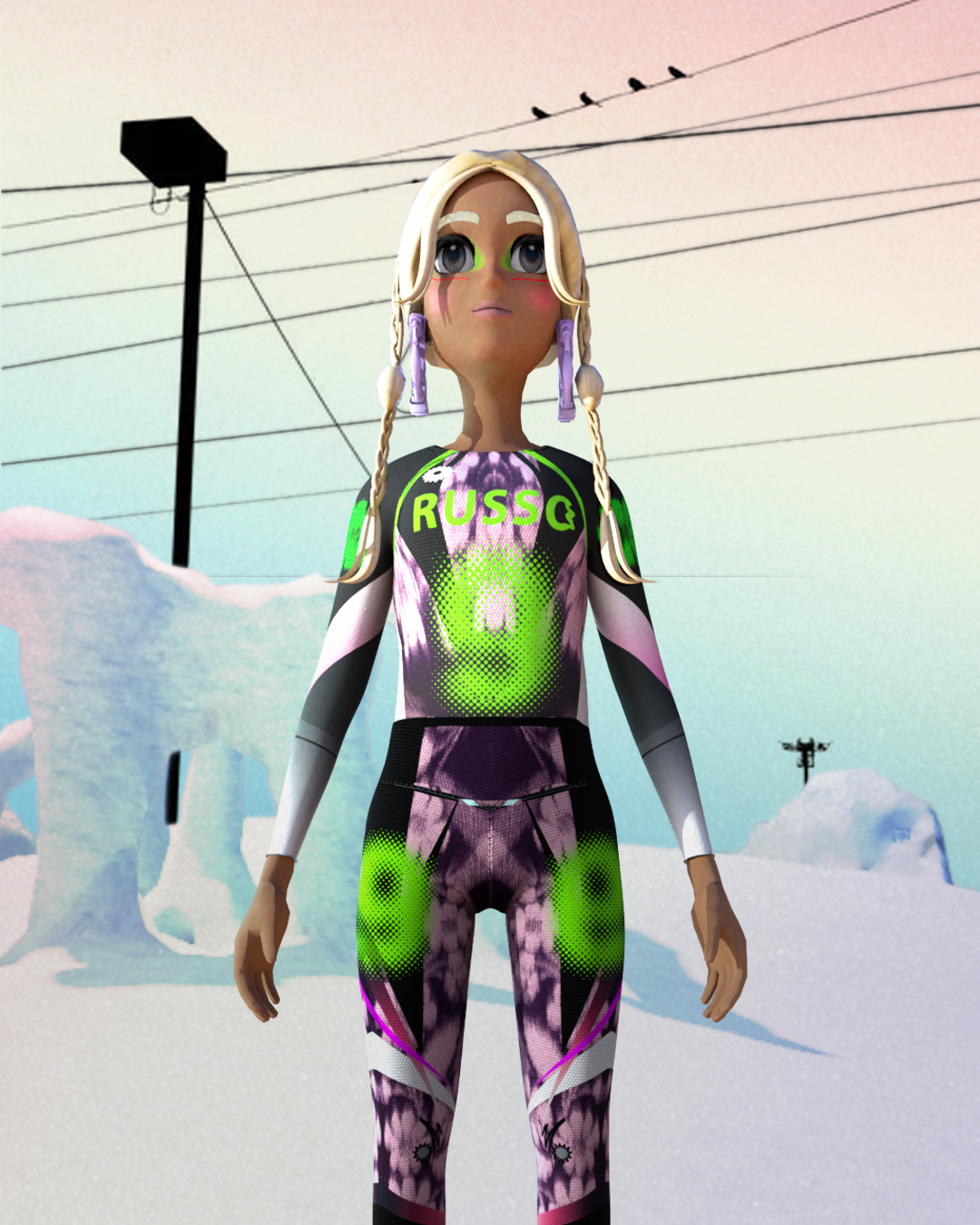 A look from the Paolina Russo AW23 SKNUPS collection on Roblox