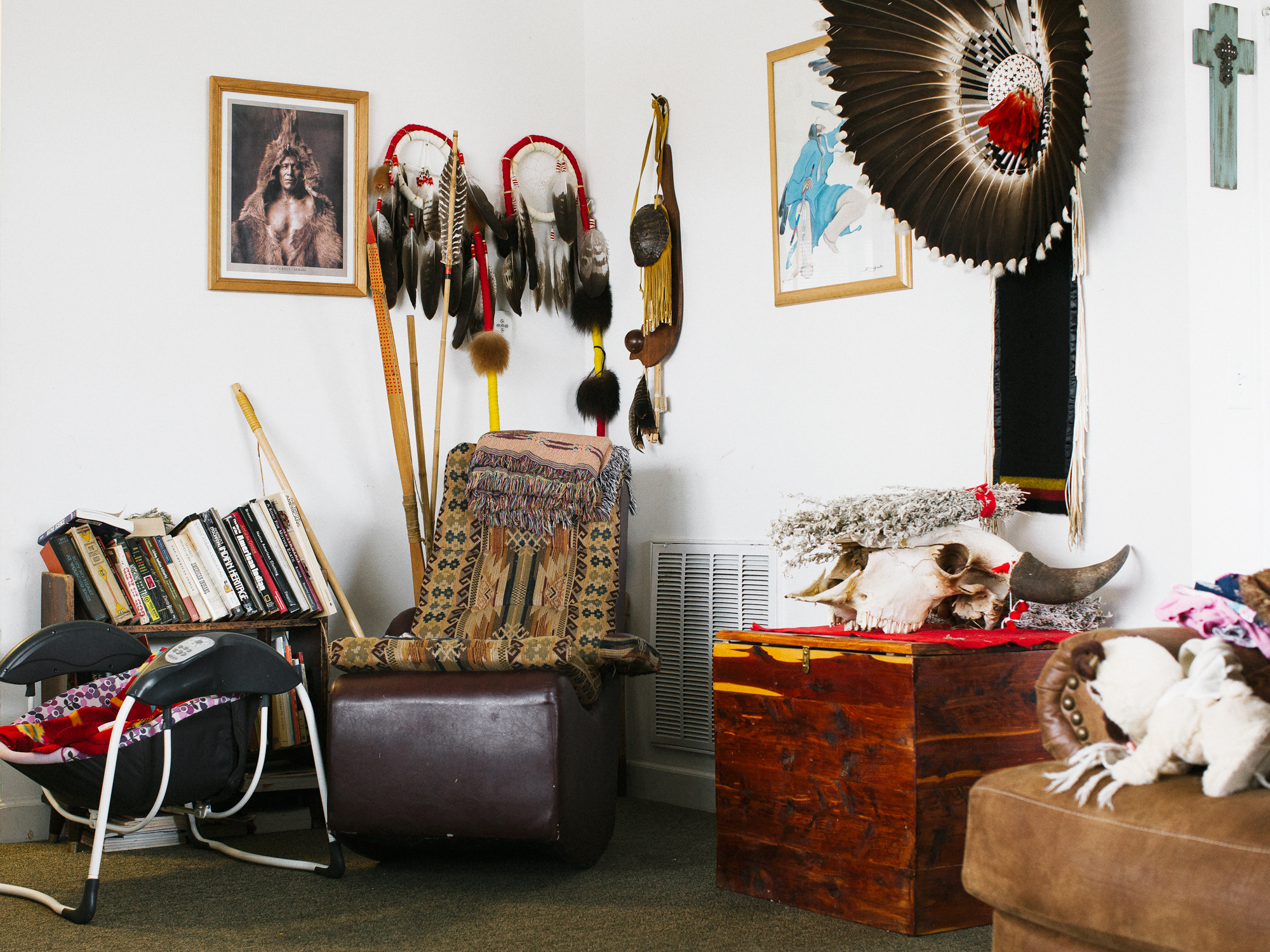 dream catchers and native american paraphernalia photographed in a house in north carolina