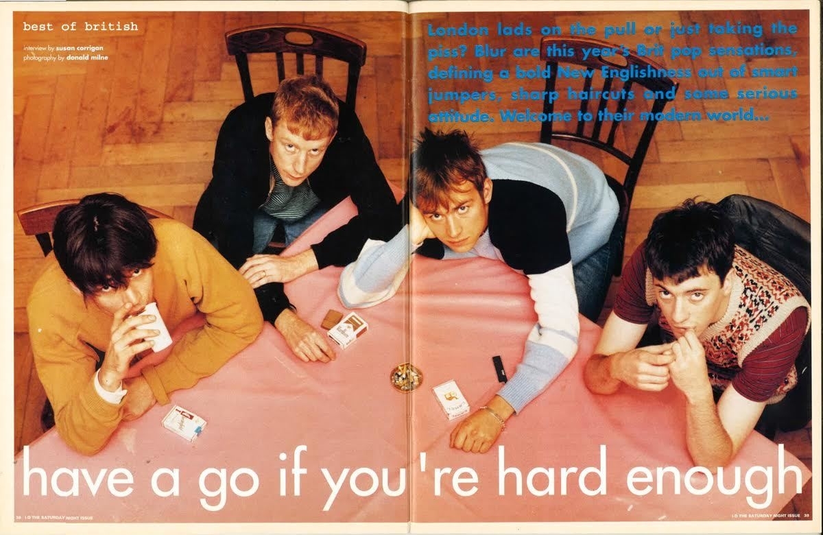 the year is 1994. parklife is #1 in the charts. blur are in
