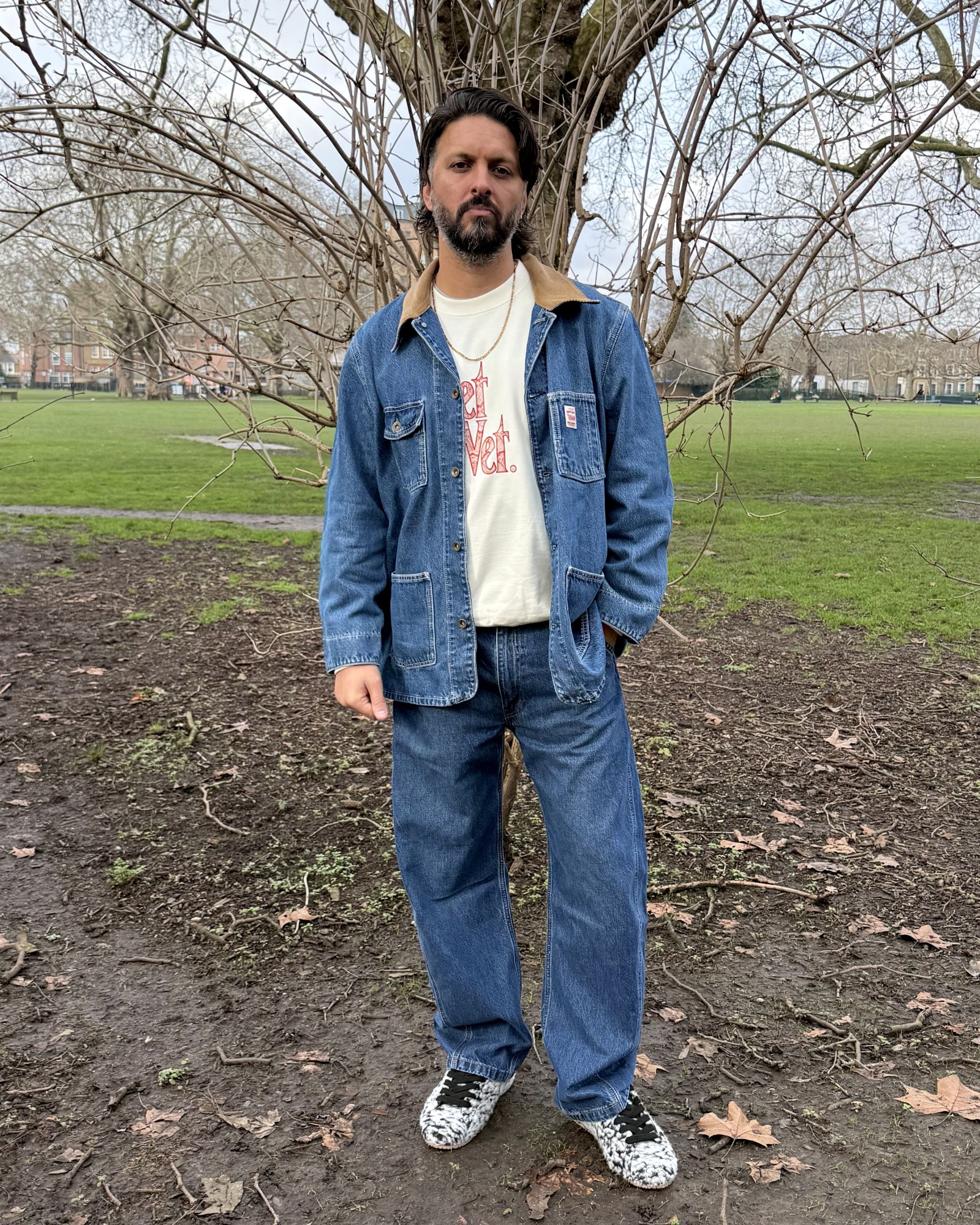 shazad latif wuthering heights actor edgar linton in london fields wearing denim jacket