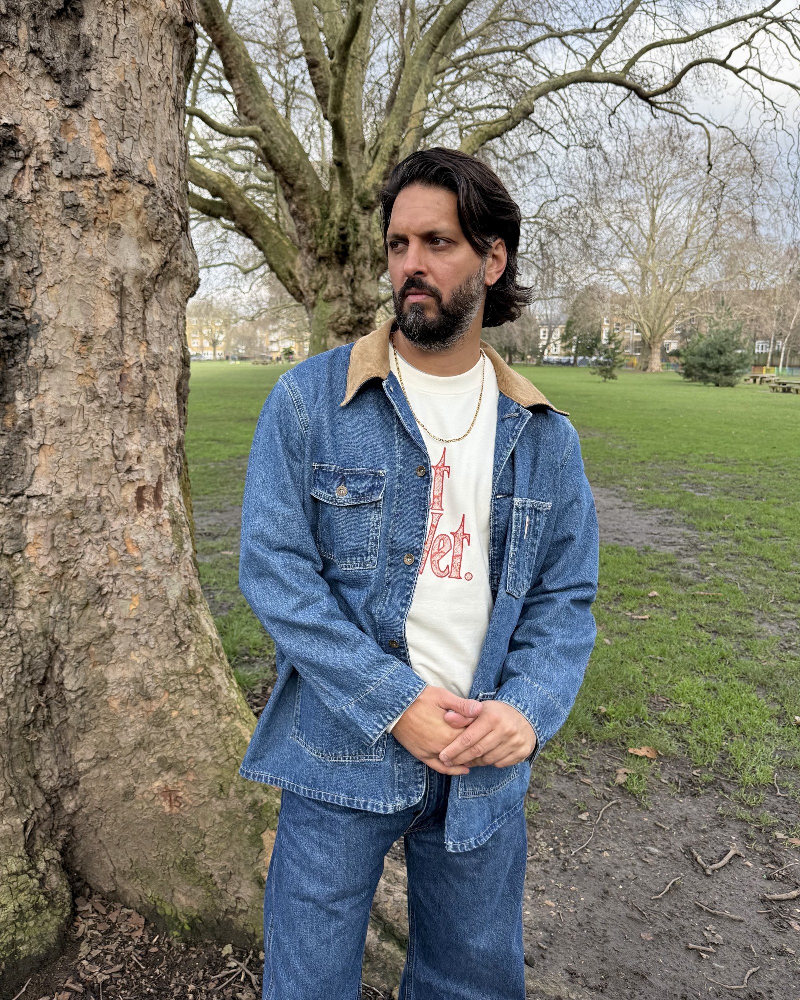 shazad latif wuthering heights actor edgar linton in london fields wearing denim jacket